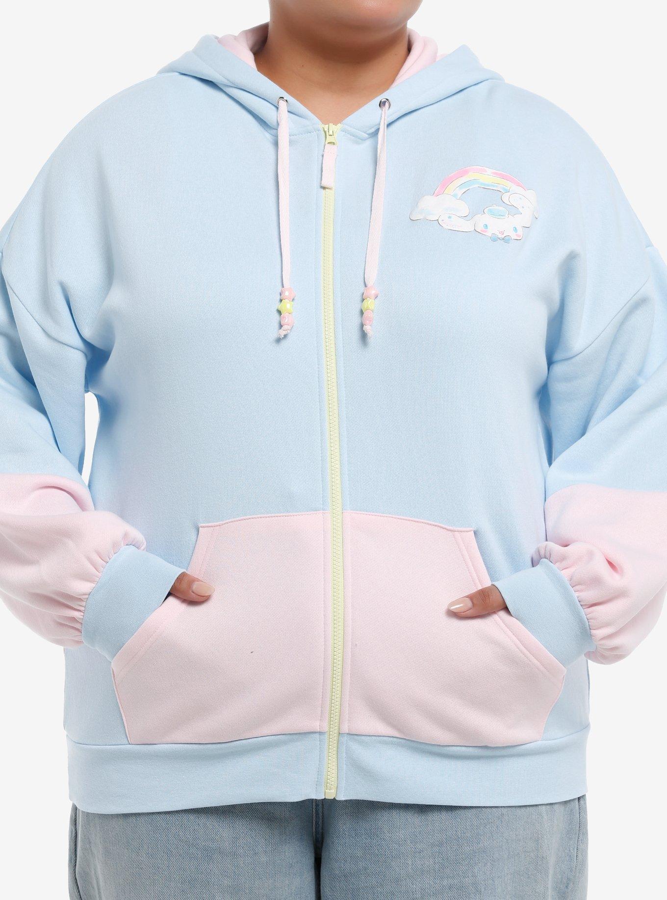 Cinnamoroll Balloons Color-Block Girls Oversized Hoodie Plus Size, , hi-res