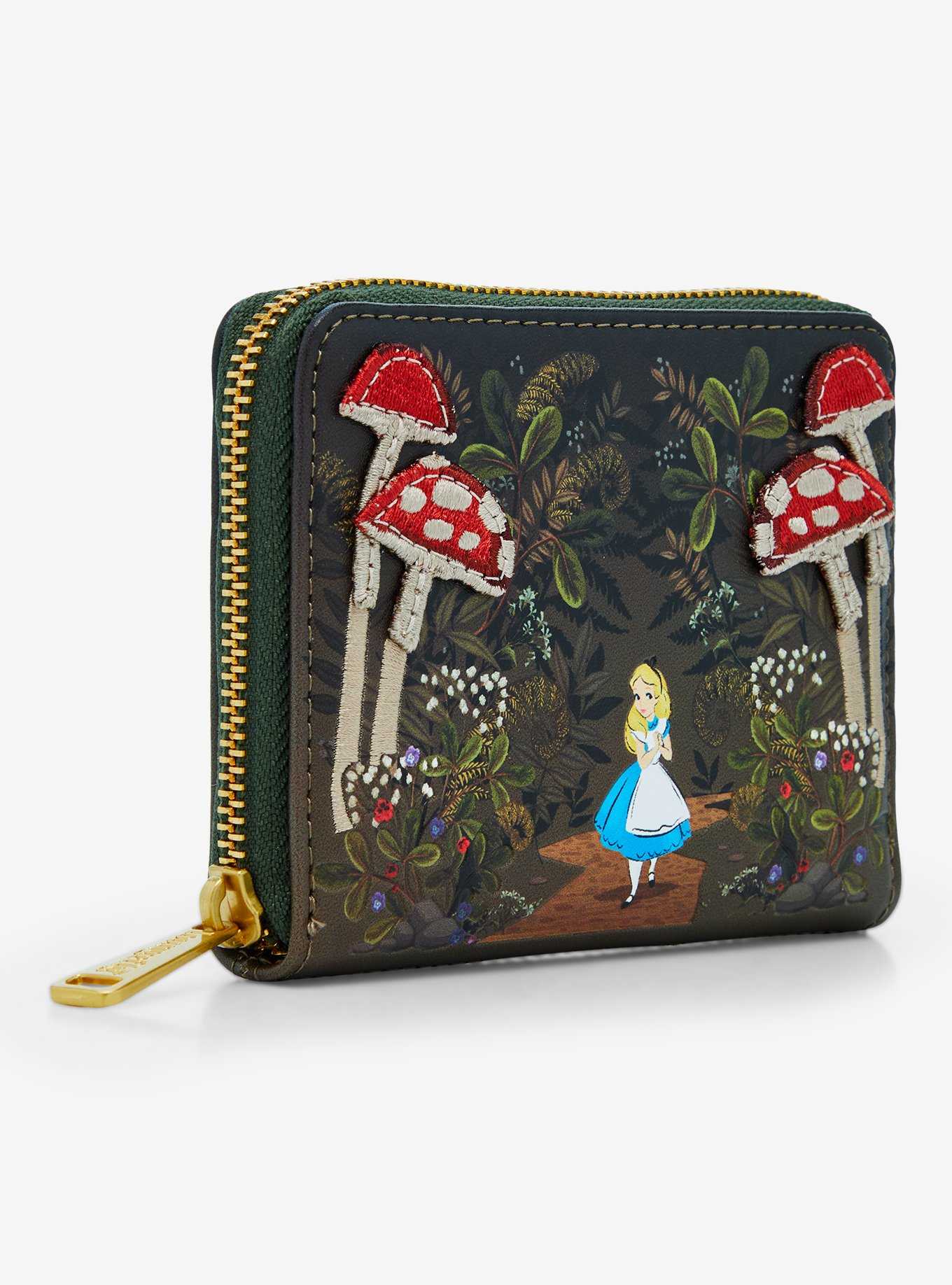 Loungefly Disney Alice in Wonderland Alice Mushrooms Zip Wallet — BoxLunch Exclusive, , hi-res