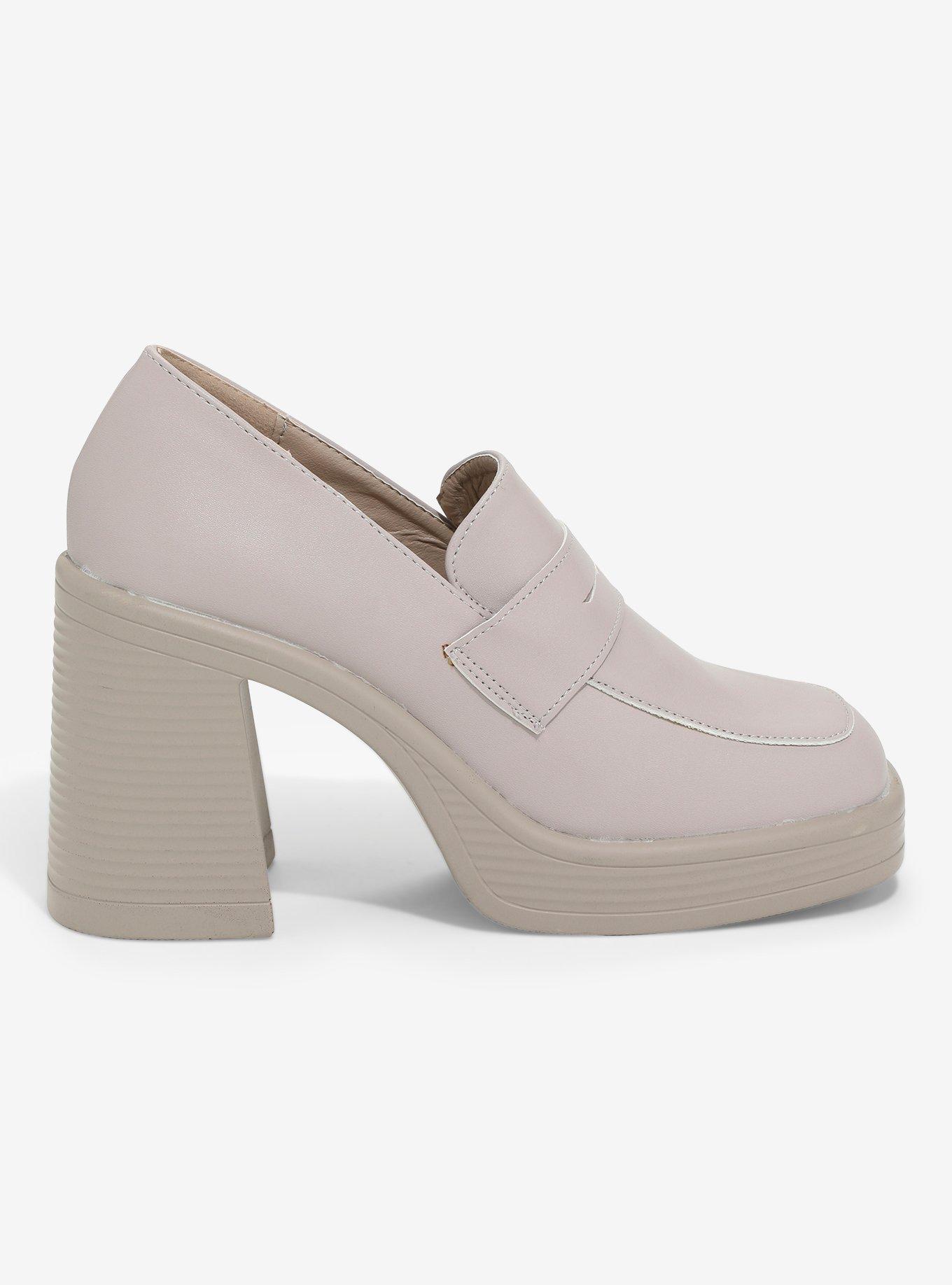 Yoki Nude Chunky Loafer Heels, MULTI, alternate