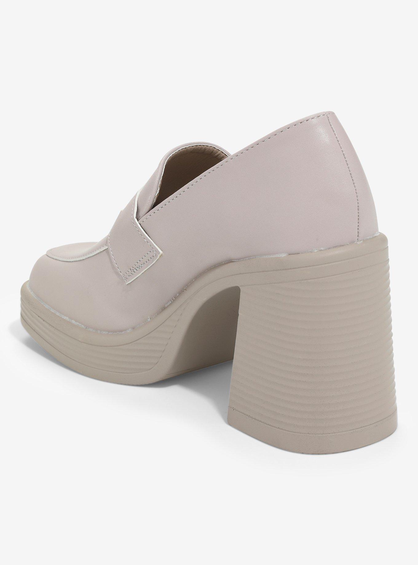 Yoki Nude Chunky Loafer Heels, MULTI, alternate