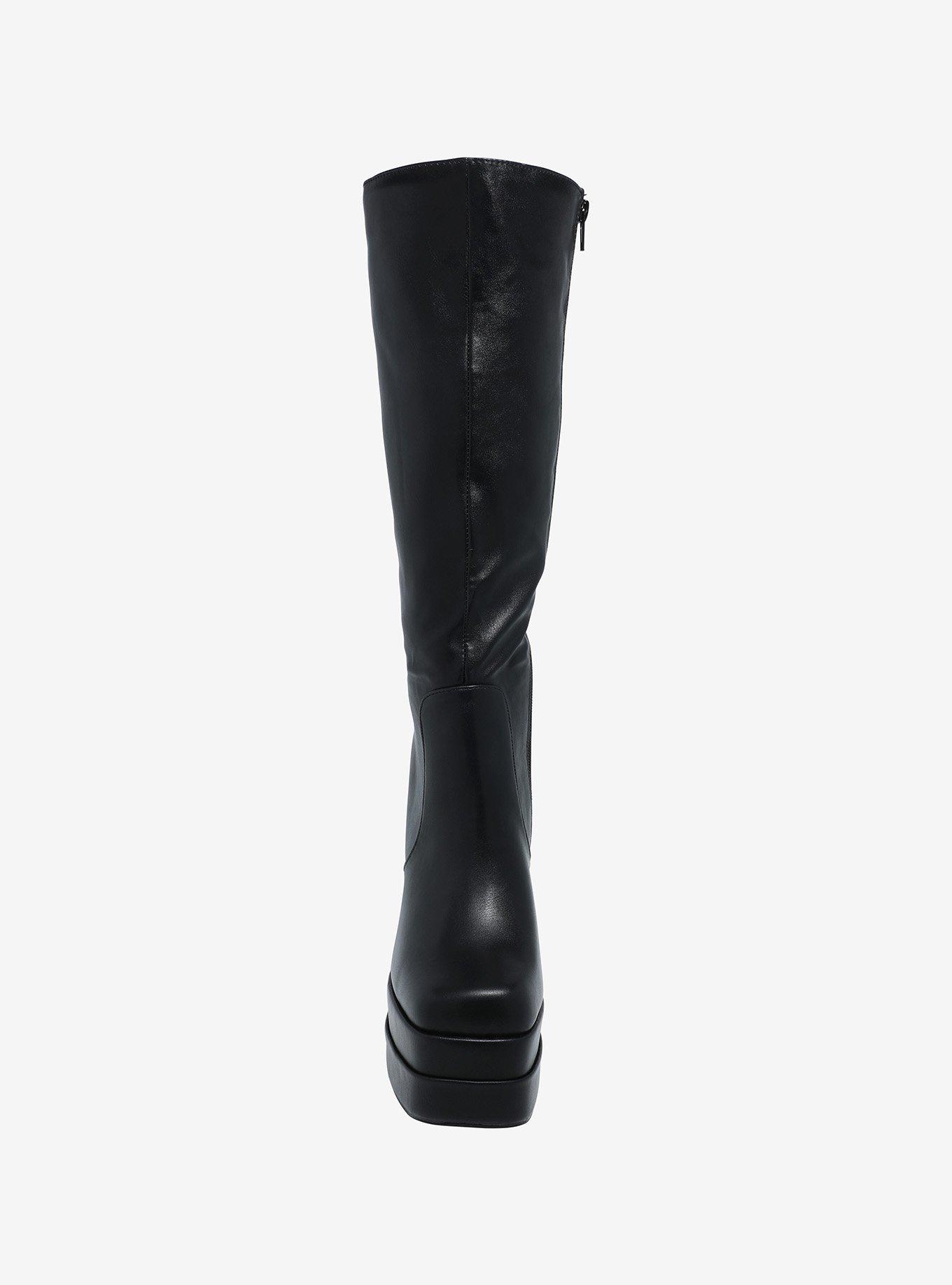 Yoki Black Knee High Platform Boots, MULTI, alternate