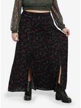 Thorn & Fable Dark Red Rose Lace-Up Maxi Skirt Plus Size, RED, alternate
