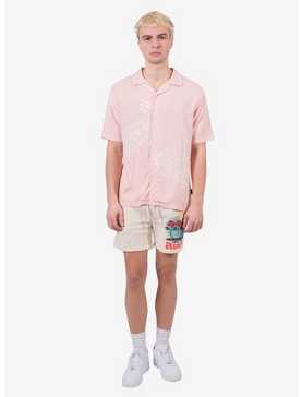 Oversized Paisley Rayon Button-Up Shirt Pink, , hi-res
