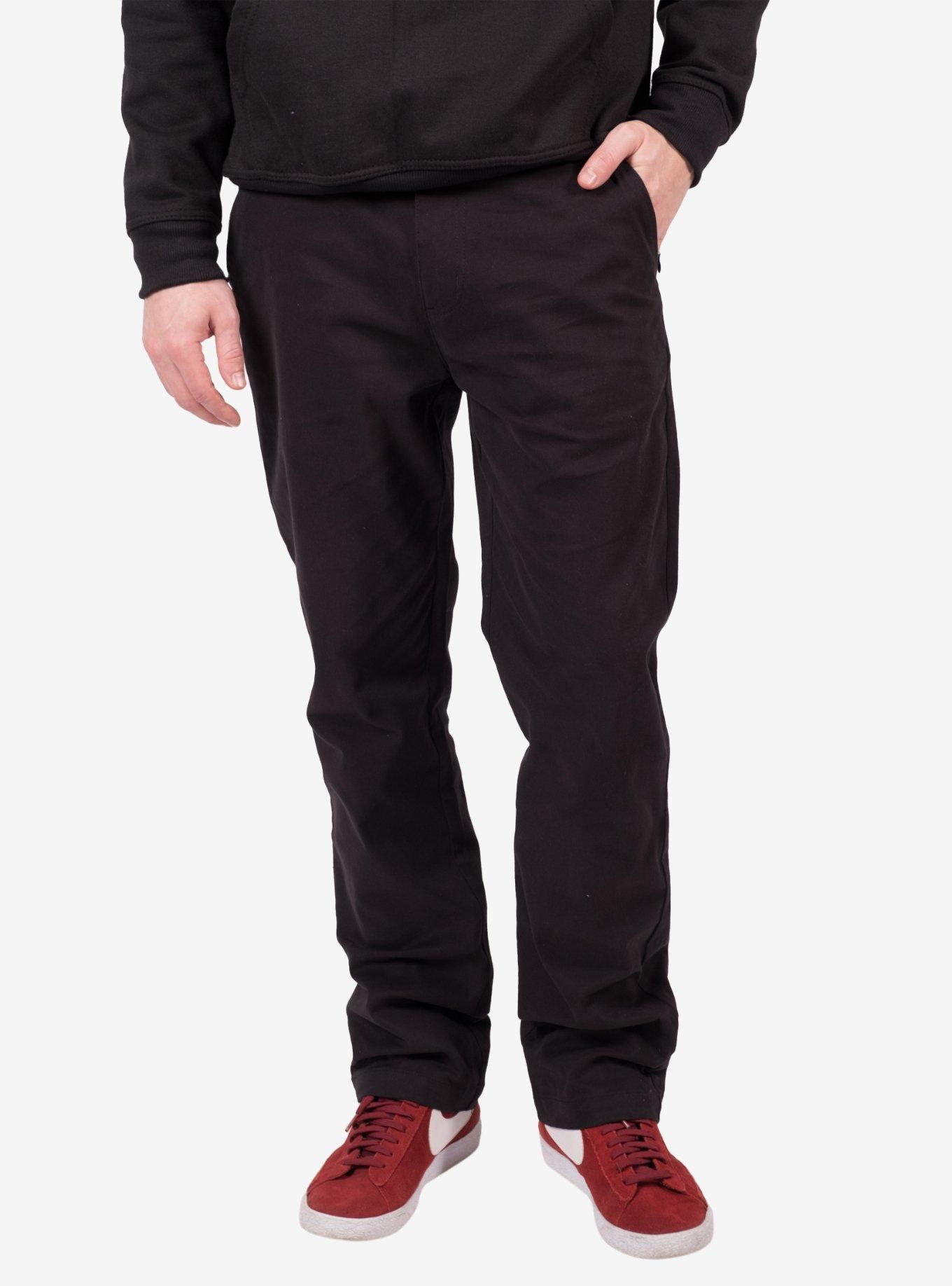 Elastic Waist Drawcord Stretched Twill Chino Black, BLACK, alternate