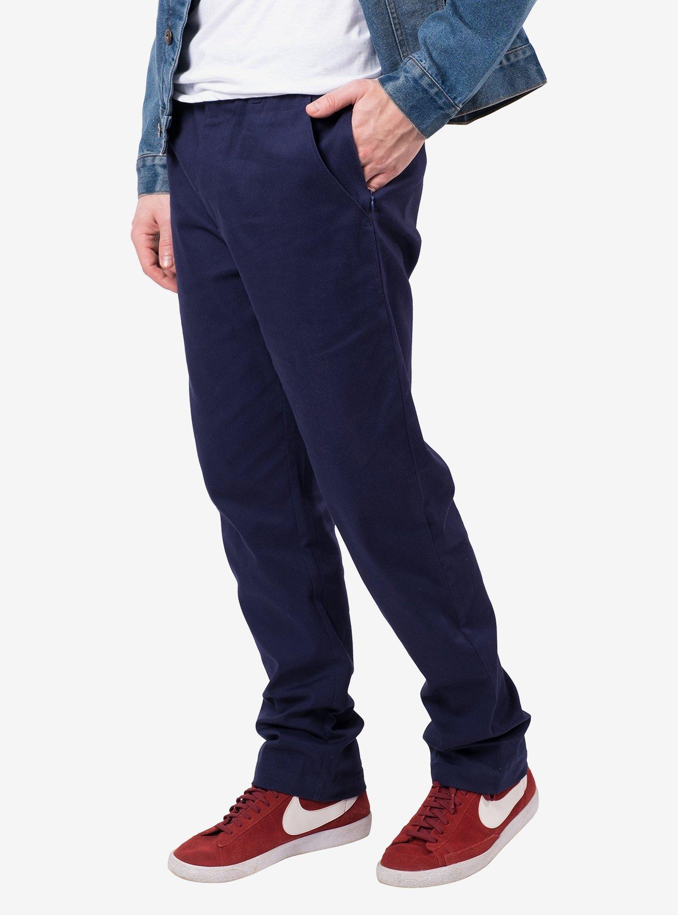 Elastic Waist Drawcord Stretched Twill Chino, NAVY, alternate