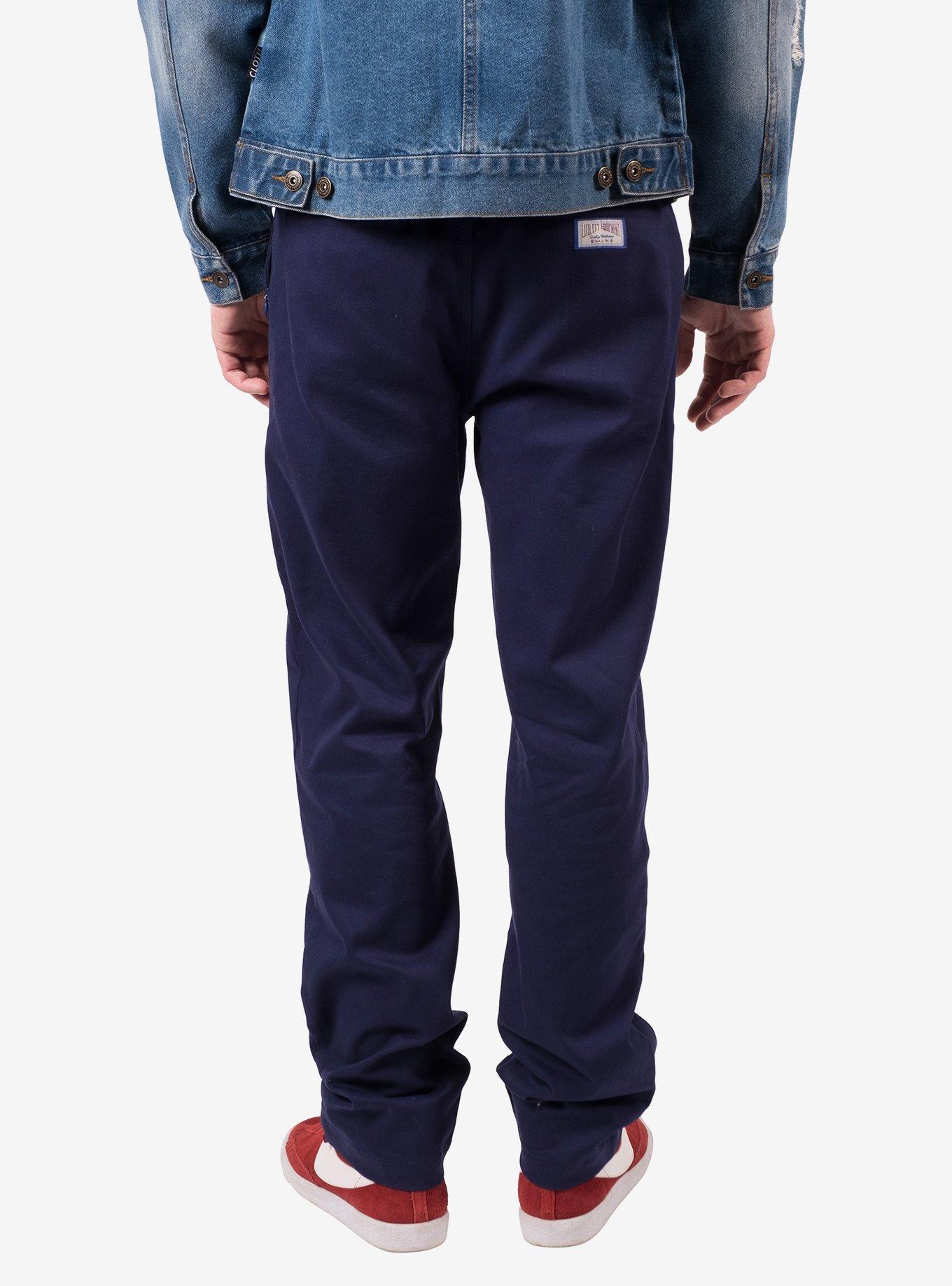 Elastic Waist Drawcord Stretched Twill Chino, NAVY, alternate