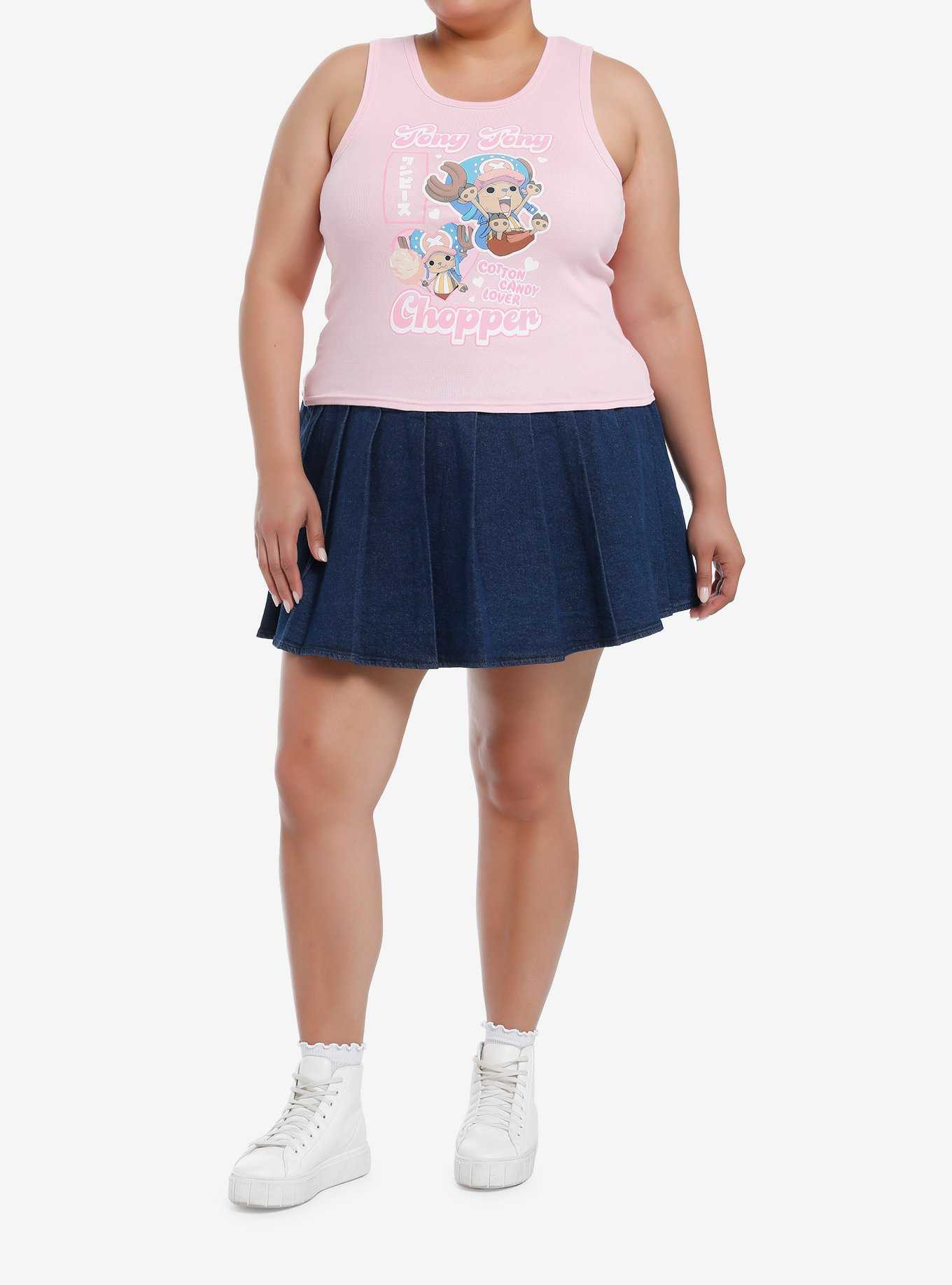 One Piece Chopper Pink Ribbed Girls Tank Top Plus Size, , hi-res