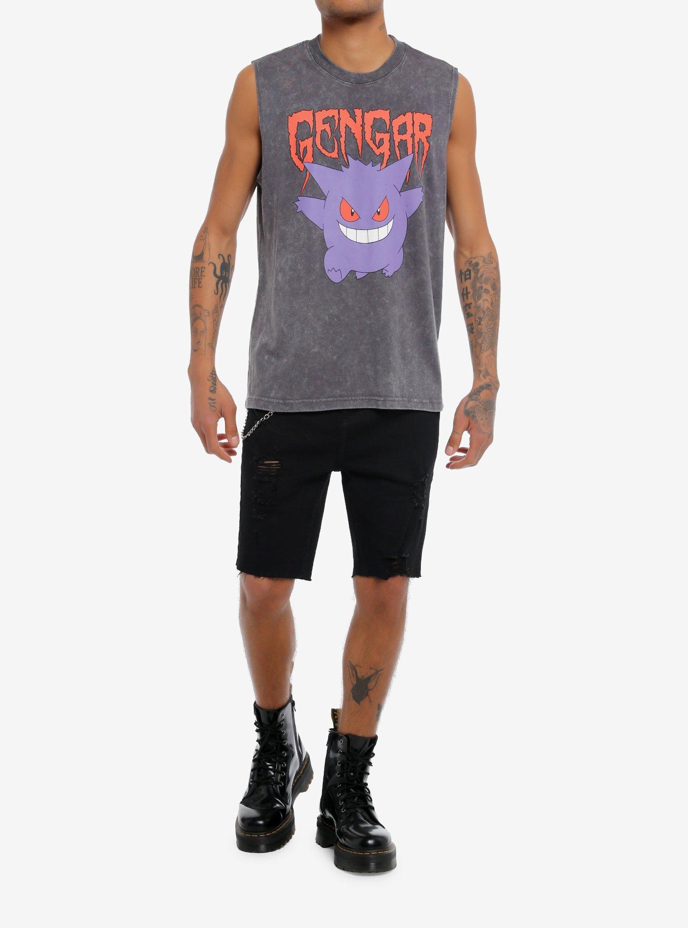 Pokemon Gengar Metal Dark Wash Muscle Tank Top, BLACK, alternate