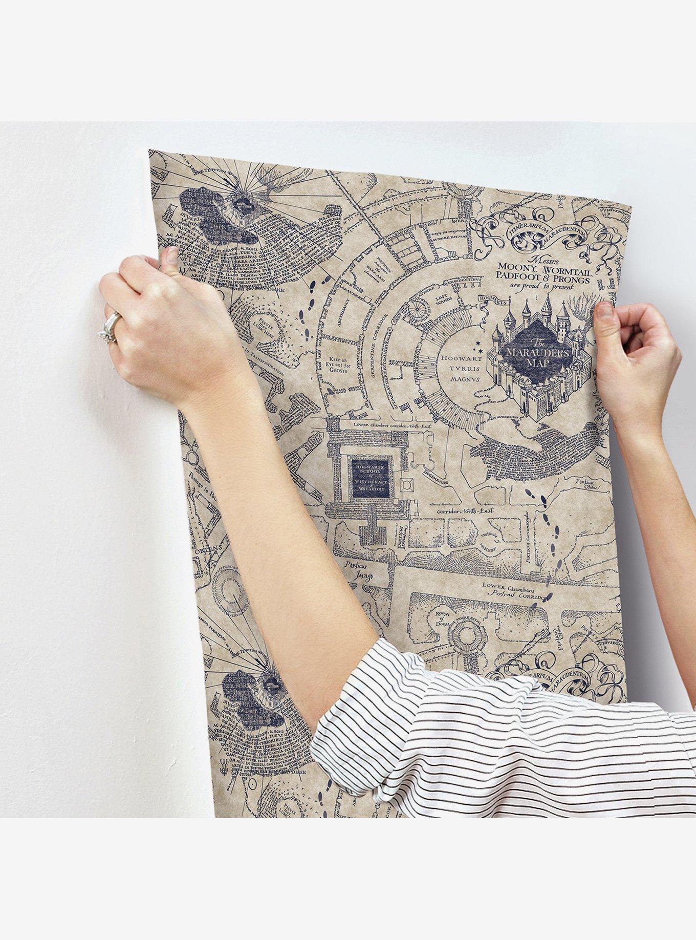 Harry Potter Marauder's Map Blue Peel & Stick Wallpaper, , alternate