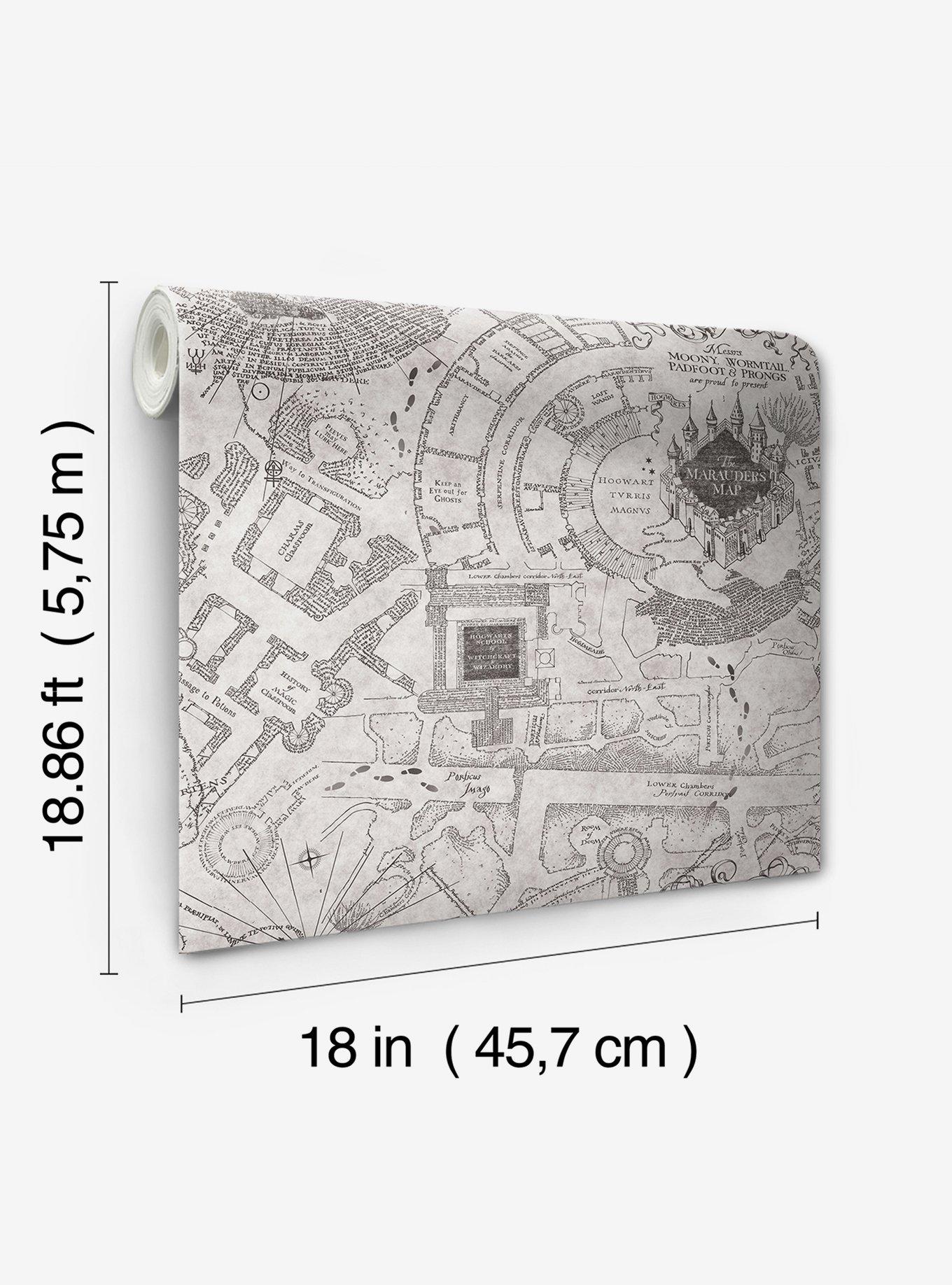 Harry Potter Marauder's Map Grey Peel & Stick Wallpaper, , alternate