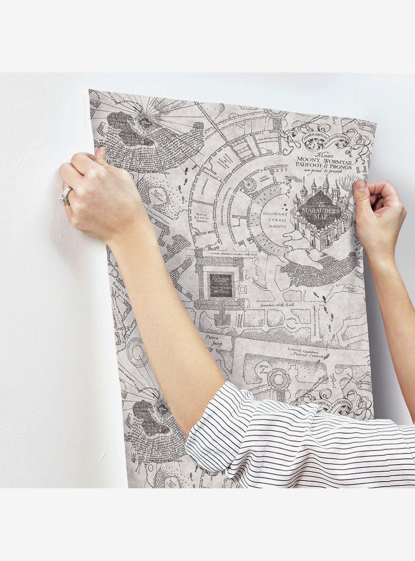 Harry Potter Marauder's Map Grey Peel & Stick Wallpaper, , alternate