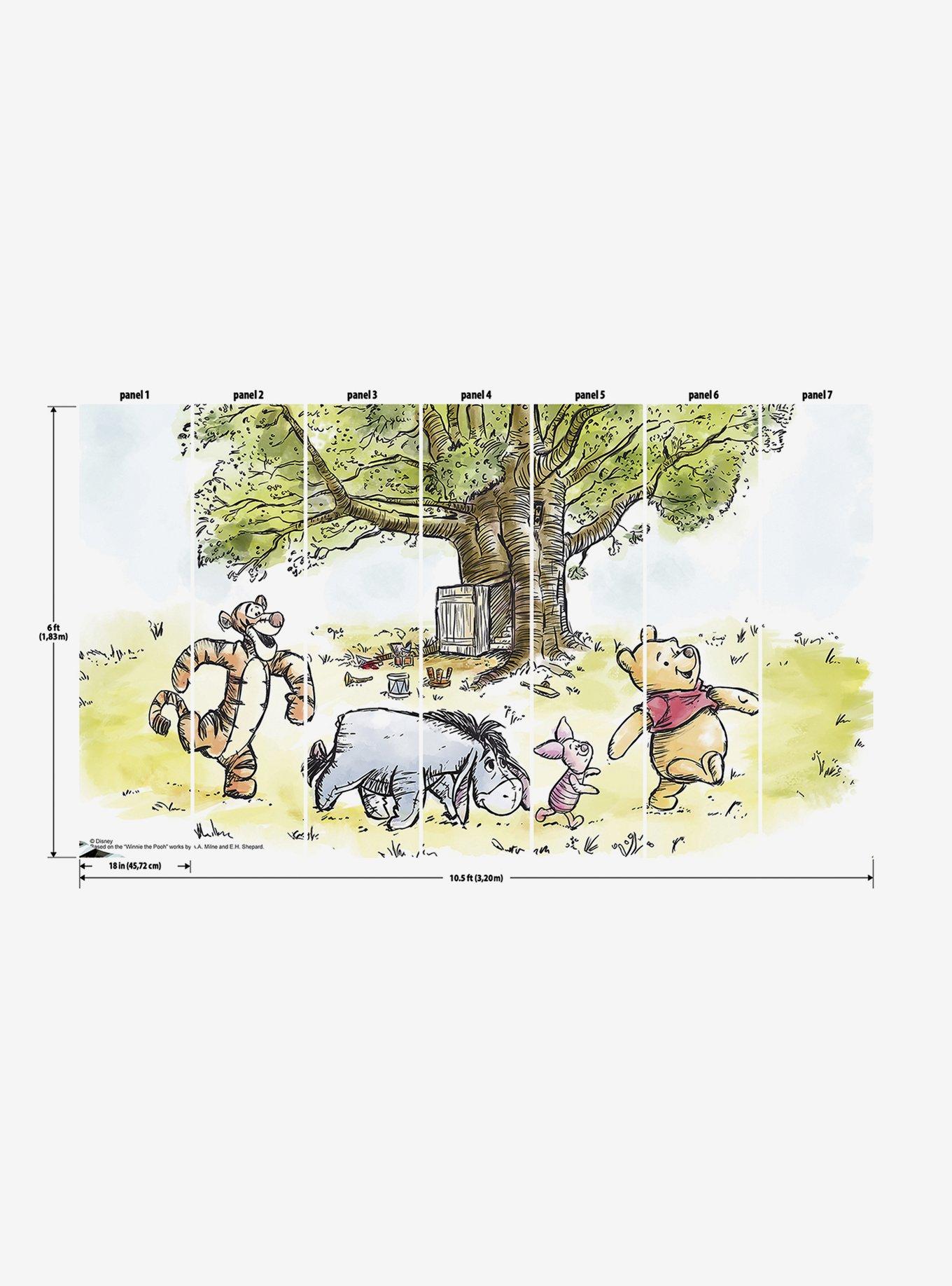 Disney Winnie The Pooh Watercolor Peel & Stick Wallpaper Mural, , hi-res