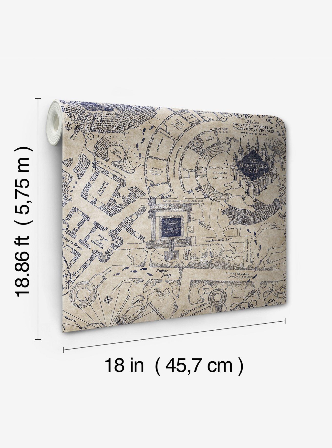 Harry Potter Marauder's Map Blue Peel & Stick Wallpaper, , alternate