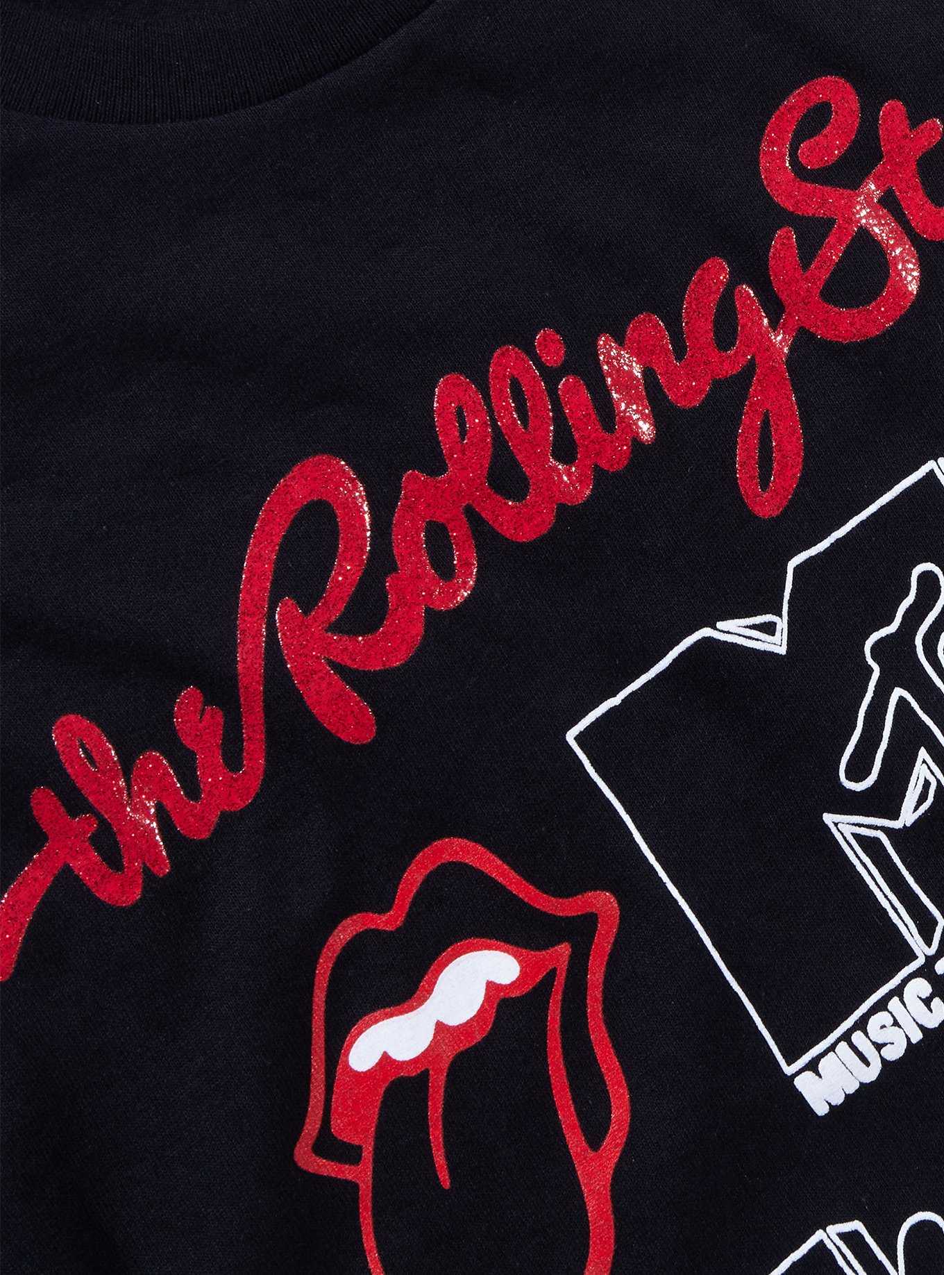 The Rolling Stones MTV Glitter Logo Boyfriend Fit Girls T-Shirt, , hi-res