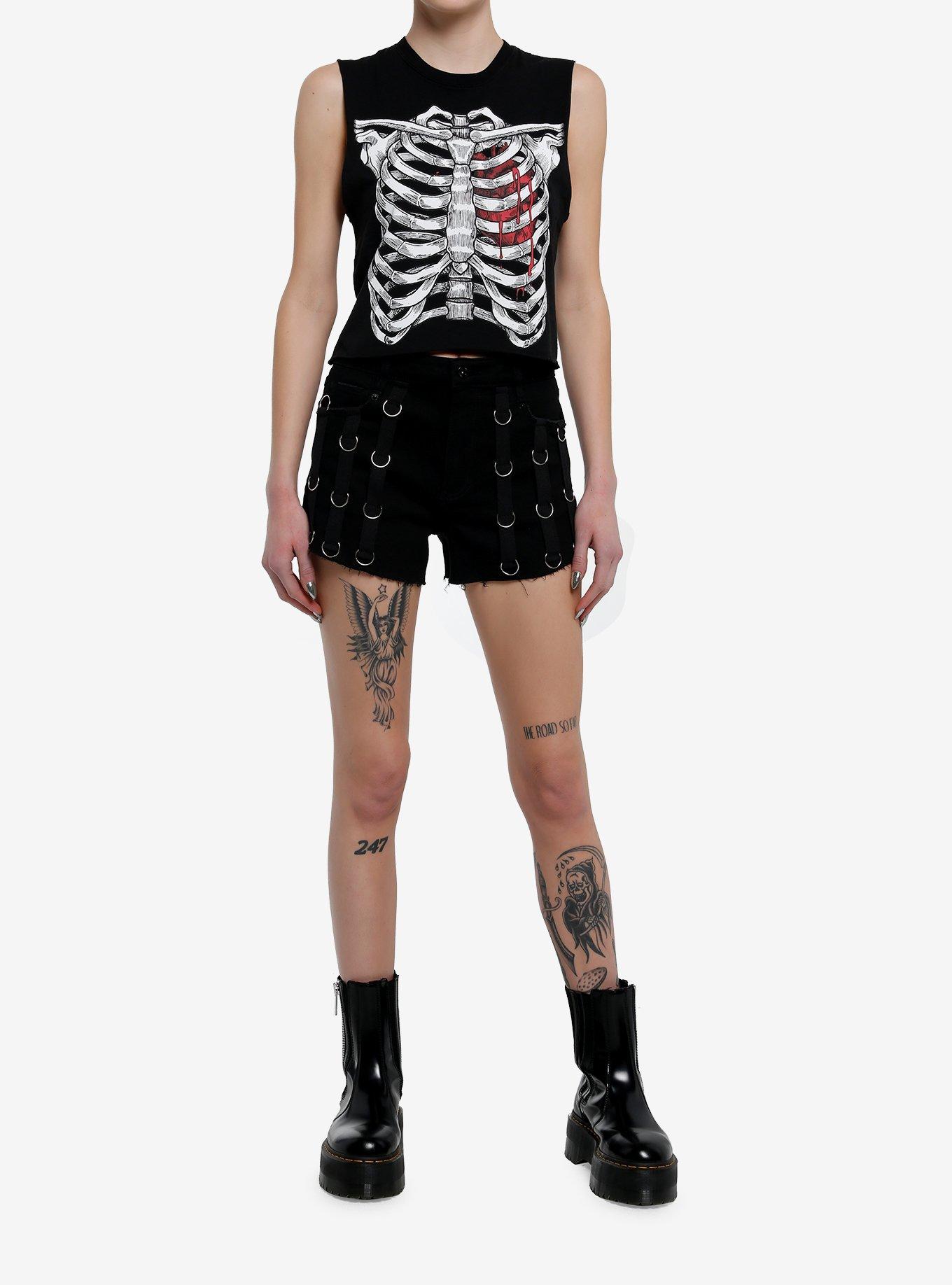 Bleeding Heart Rib Cage Girls Crop Muscle Tank Top, , hi-res