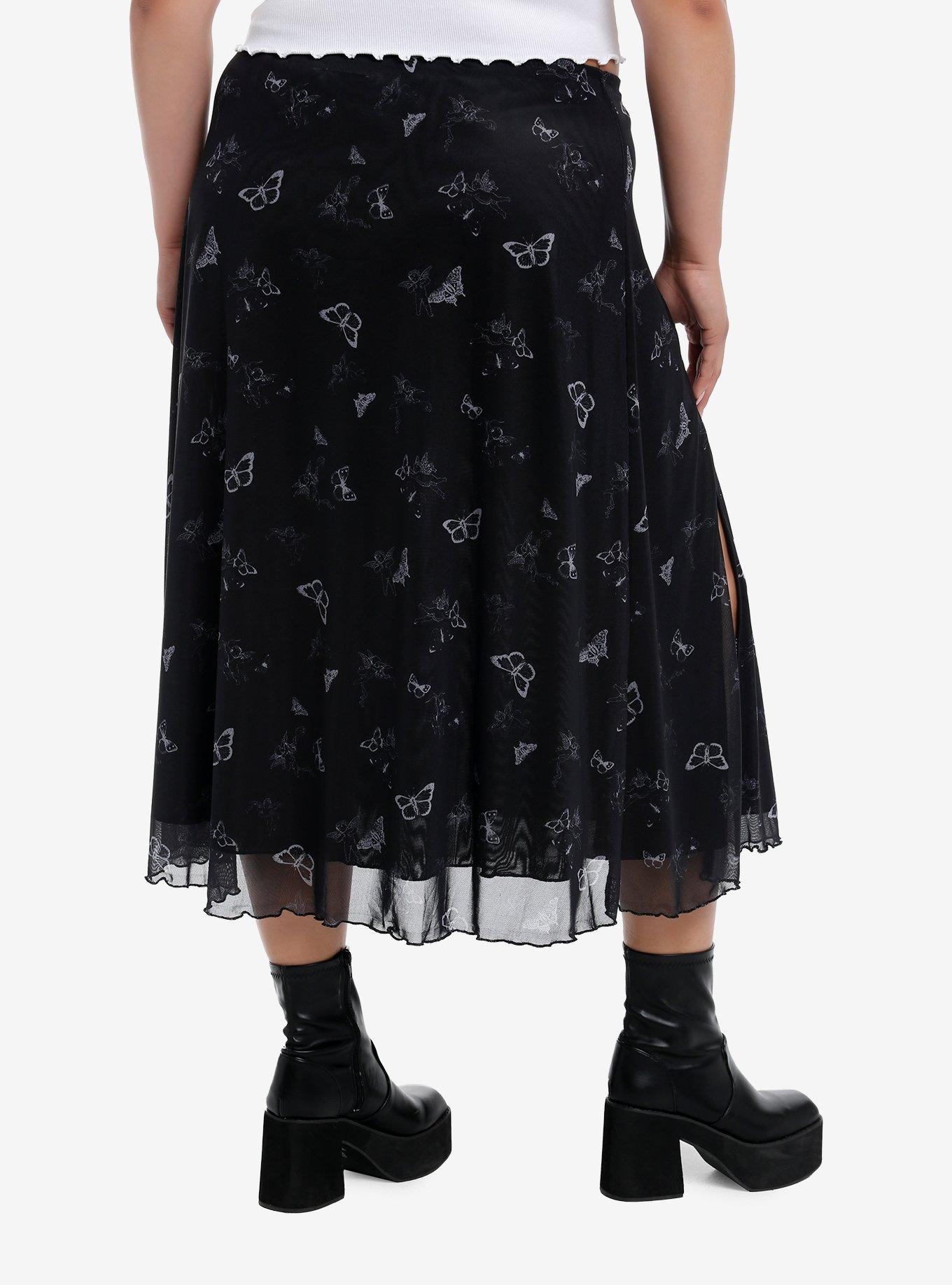 Daisy Street Butterfly Cherub Mesh Maxi Skirt Plus Size, GREY, alternate