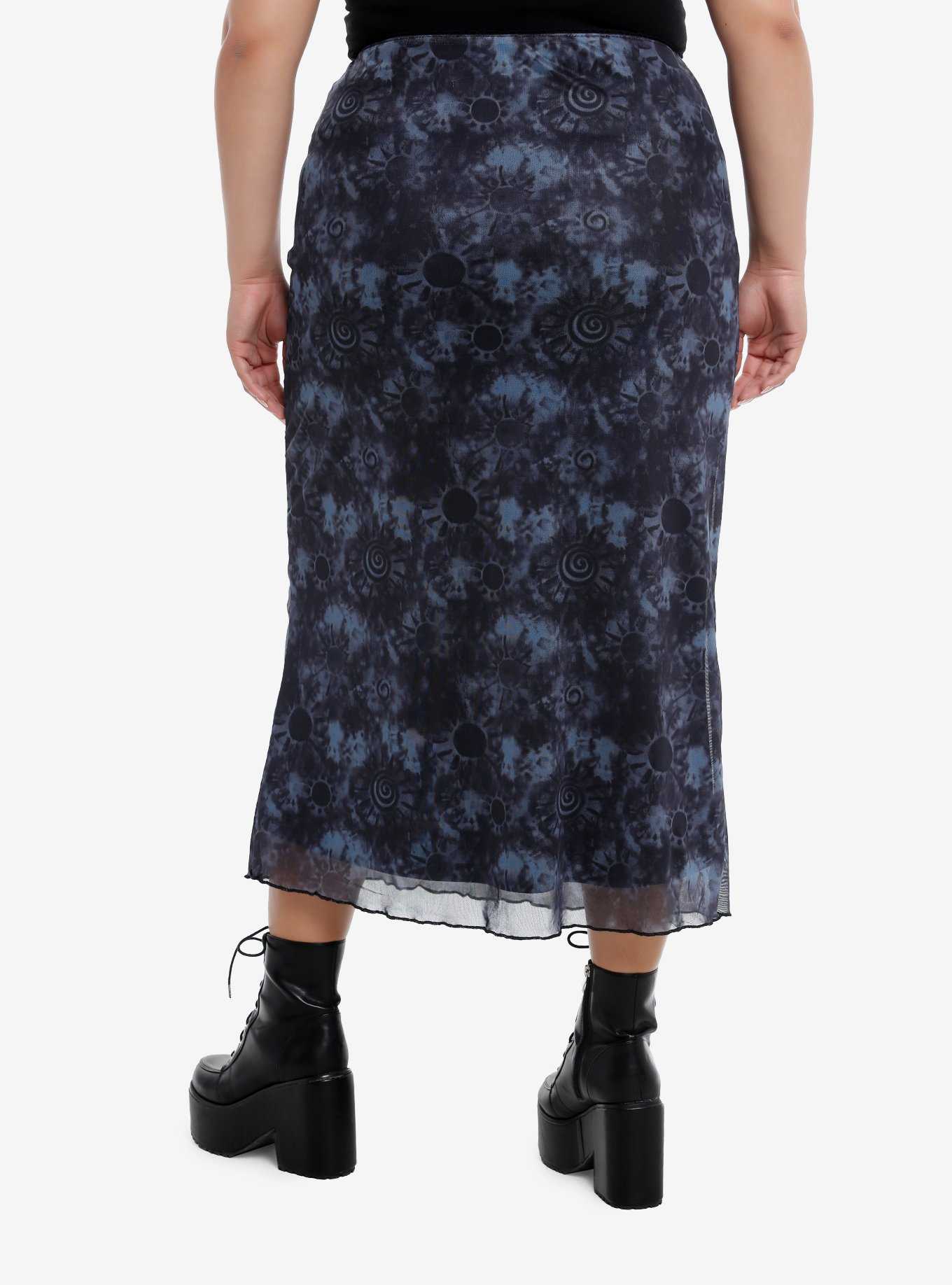 Cosmic Aura® Sun Swirl Mesh Midi Skirt Plus Size, , hi-res