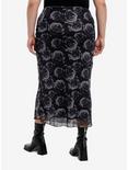 Cosmic Aura® Black & Grey Roses Midi Skirt, BLACK, alternate