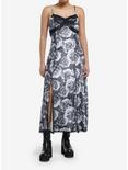 Thorn & Fable Grey Rose Lace Slit Maxi Dress, PURPLE, alternate