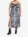 Thorn & Fable Grey Rose Lace Slit Maxi Dress Plus Size, PURPLE, alternate