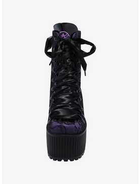 Strange Cvlt Black & Purple Lace Pandora Platform Boots, , hi-res