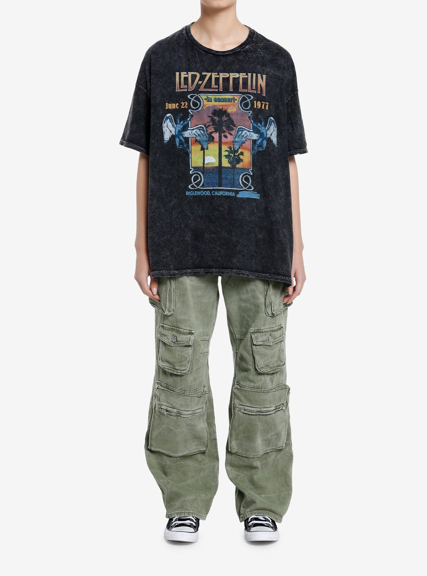 Led Zeppelin Inglewood Concert Girls Oversized T-Shirt, BLACK, alternate