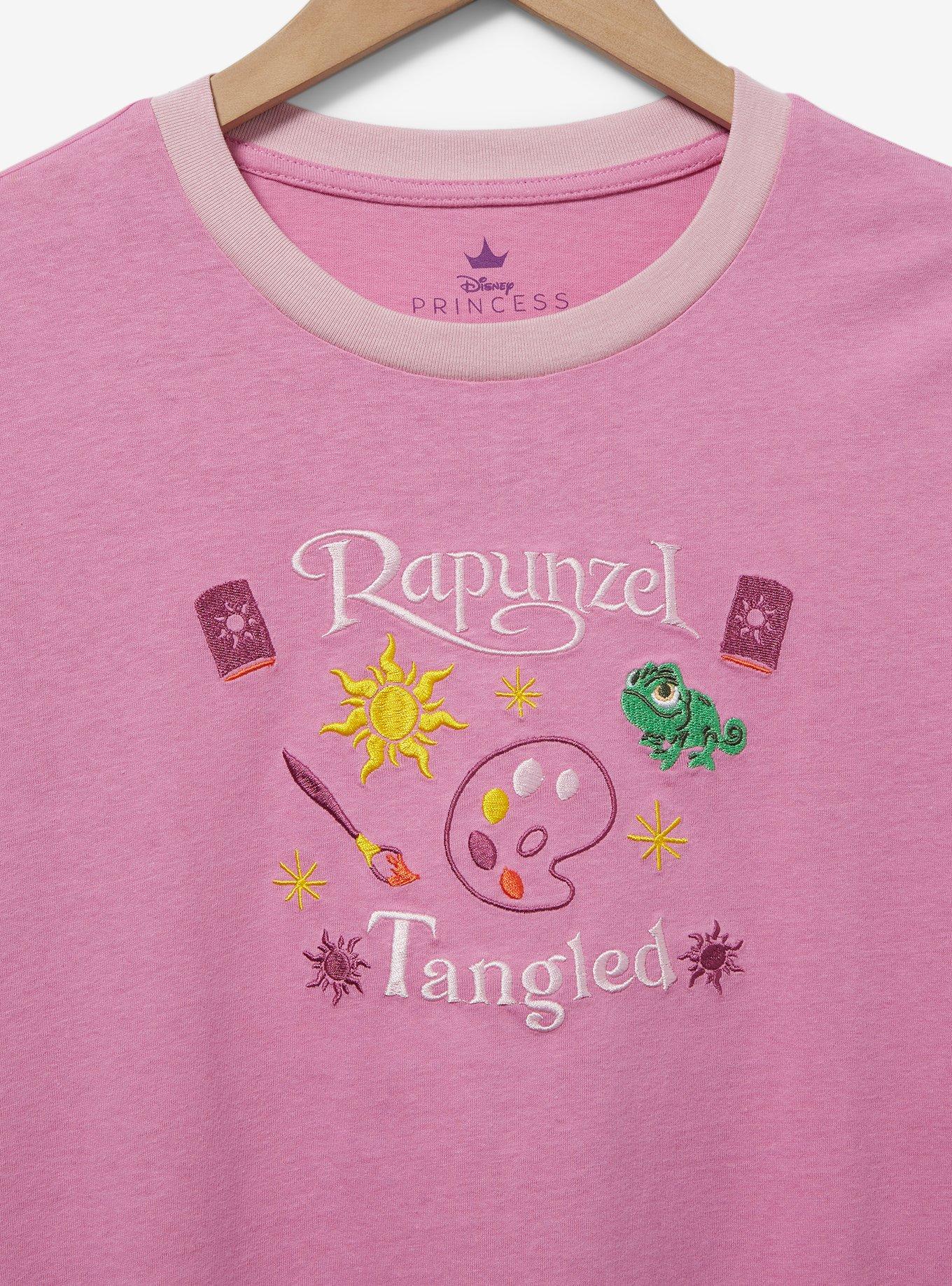 Disney Tangled Rapunzel Embroidered Women's Ringer T-Shirt — BoxLunch Exclusive, LIGHT PURPLE, alternate