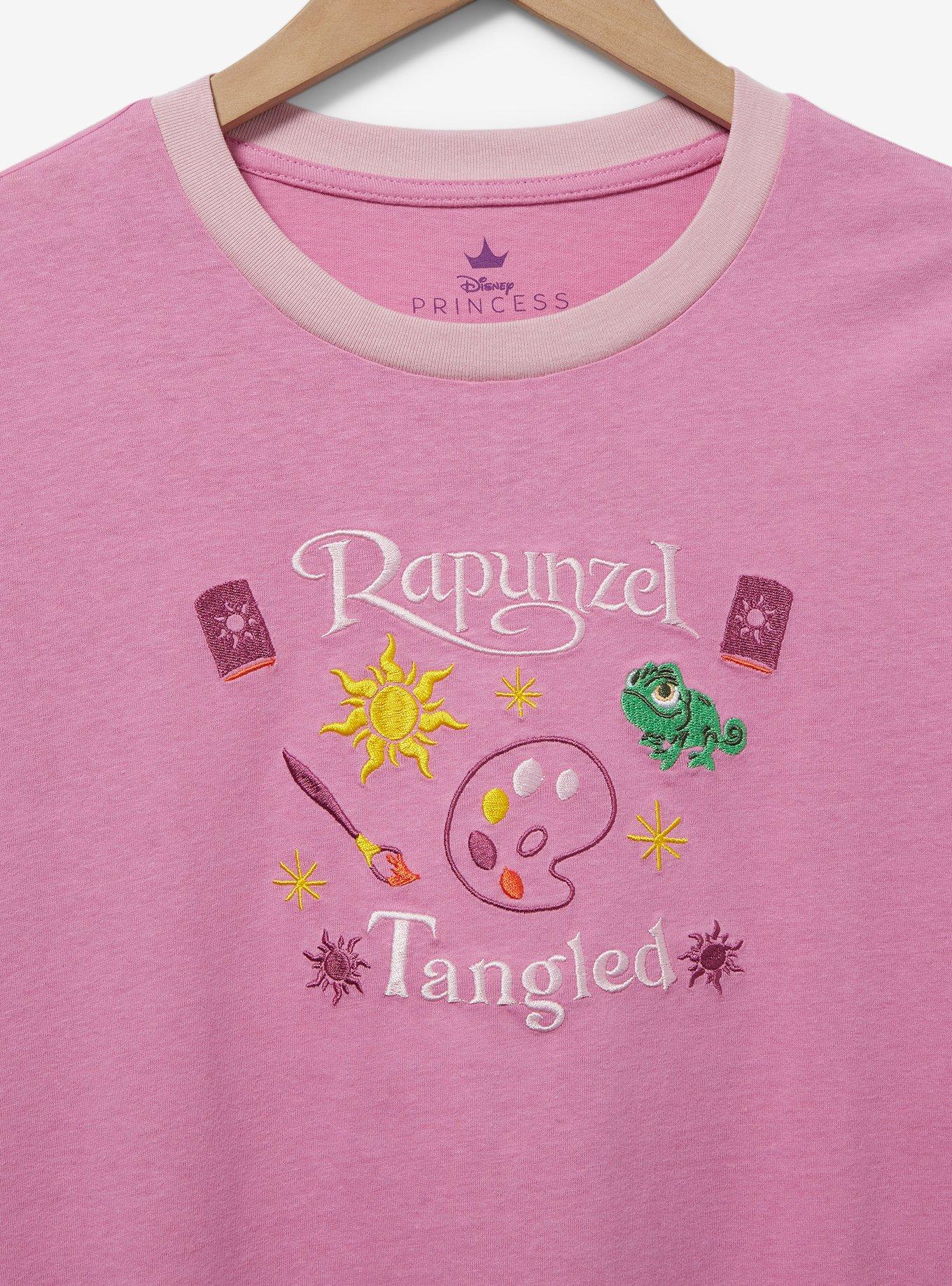 Disney Tangled Rapunzel Embroidered Women's Plus Size Ringer T-Shirt — BoxLunch Exclusive, LIGHT PURPLE, alternate
