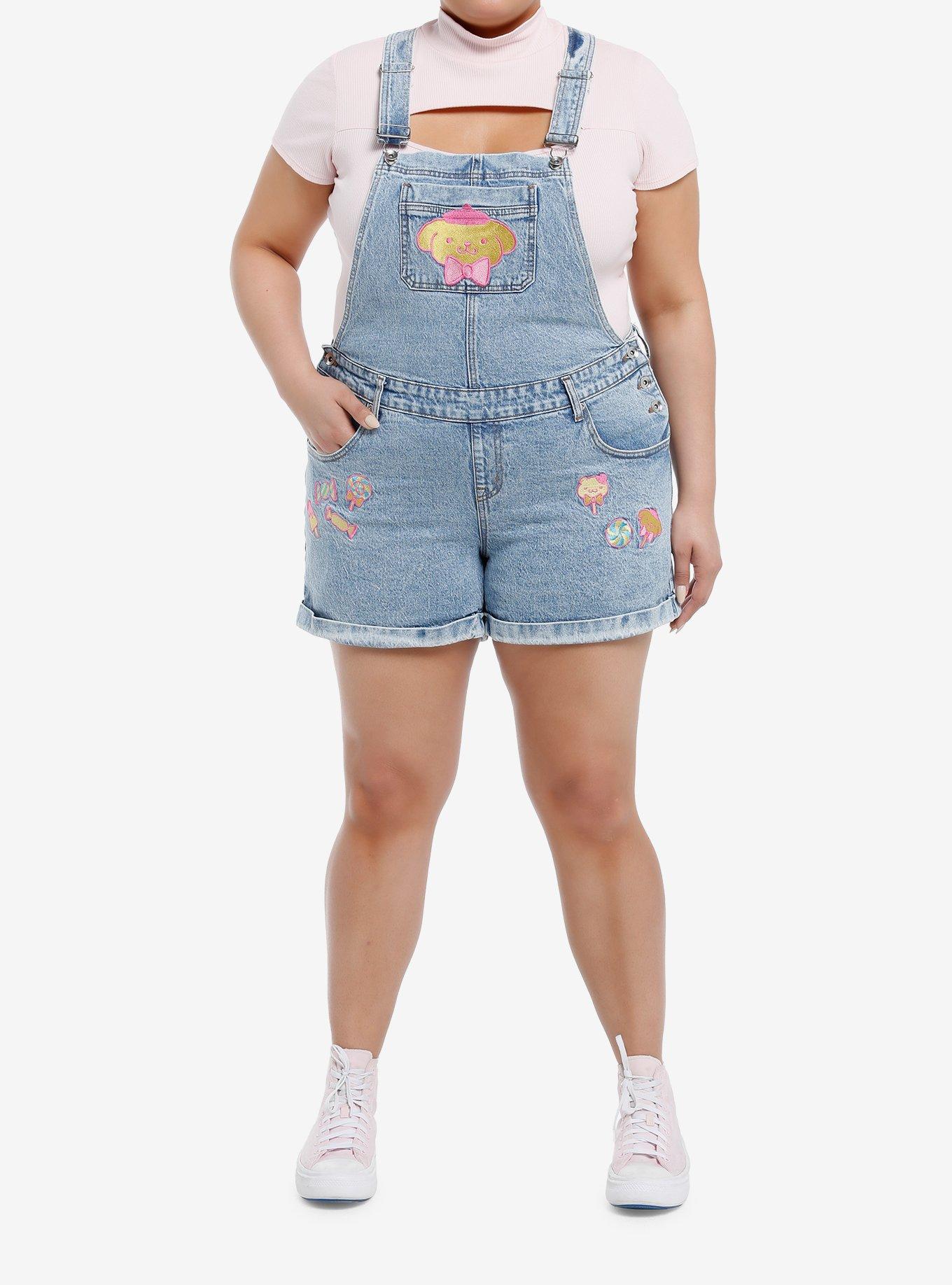 Pompompurin Sweets Denim Shortalls Plus Size, MULTI, alternate