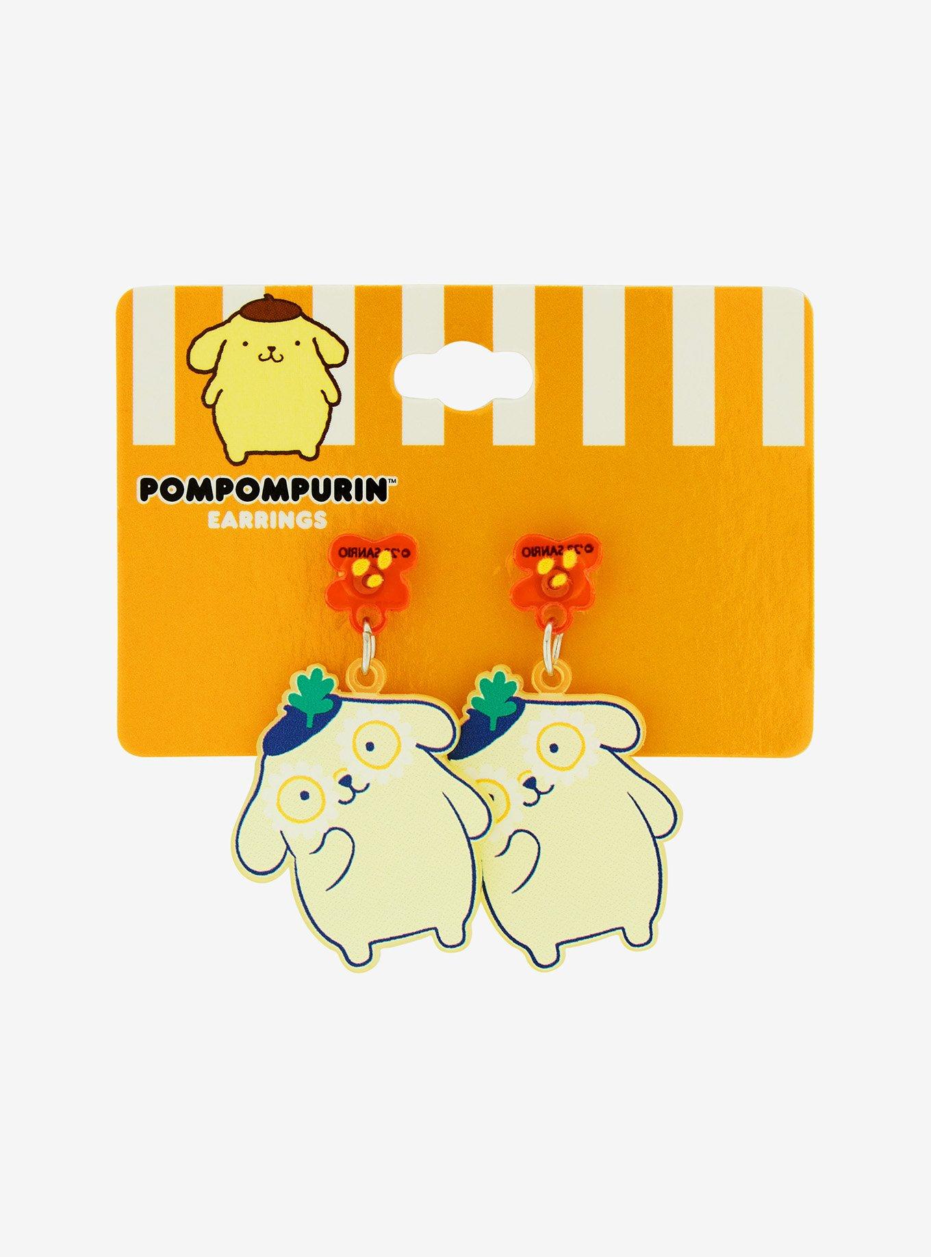 Sanrio Pompompurin Flower Charm Earrings - BoxLunch Exclusive, , hi-res