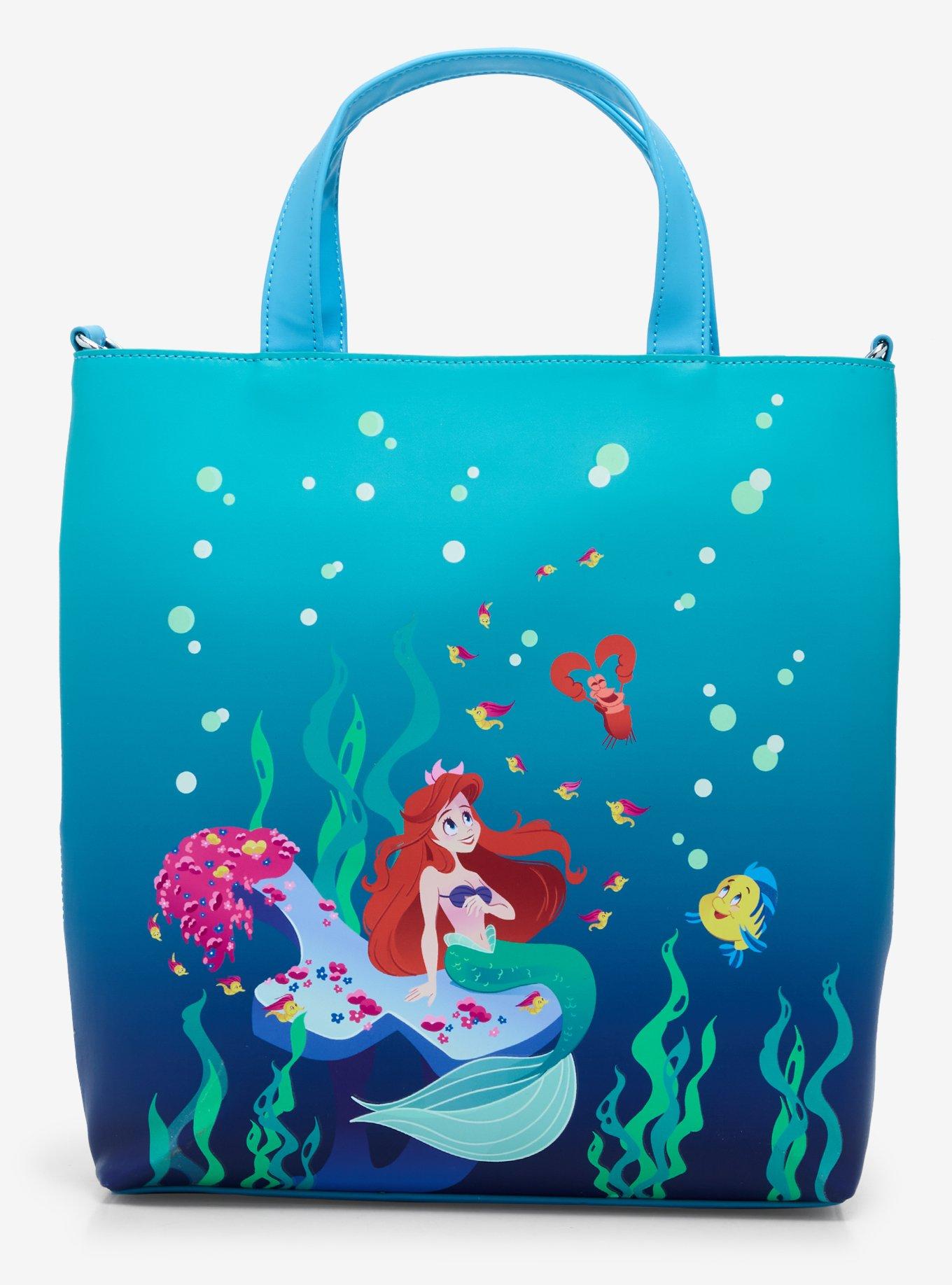 Loungefly Disney The Little Mermaid 35th Anniversary Ocean Scene Glow-in-the-Dark Tote Bag