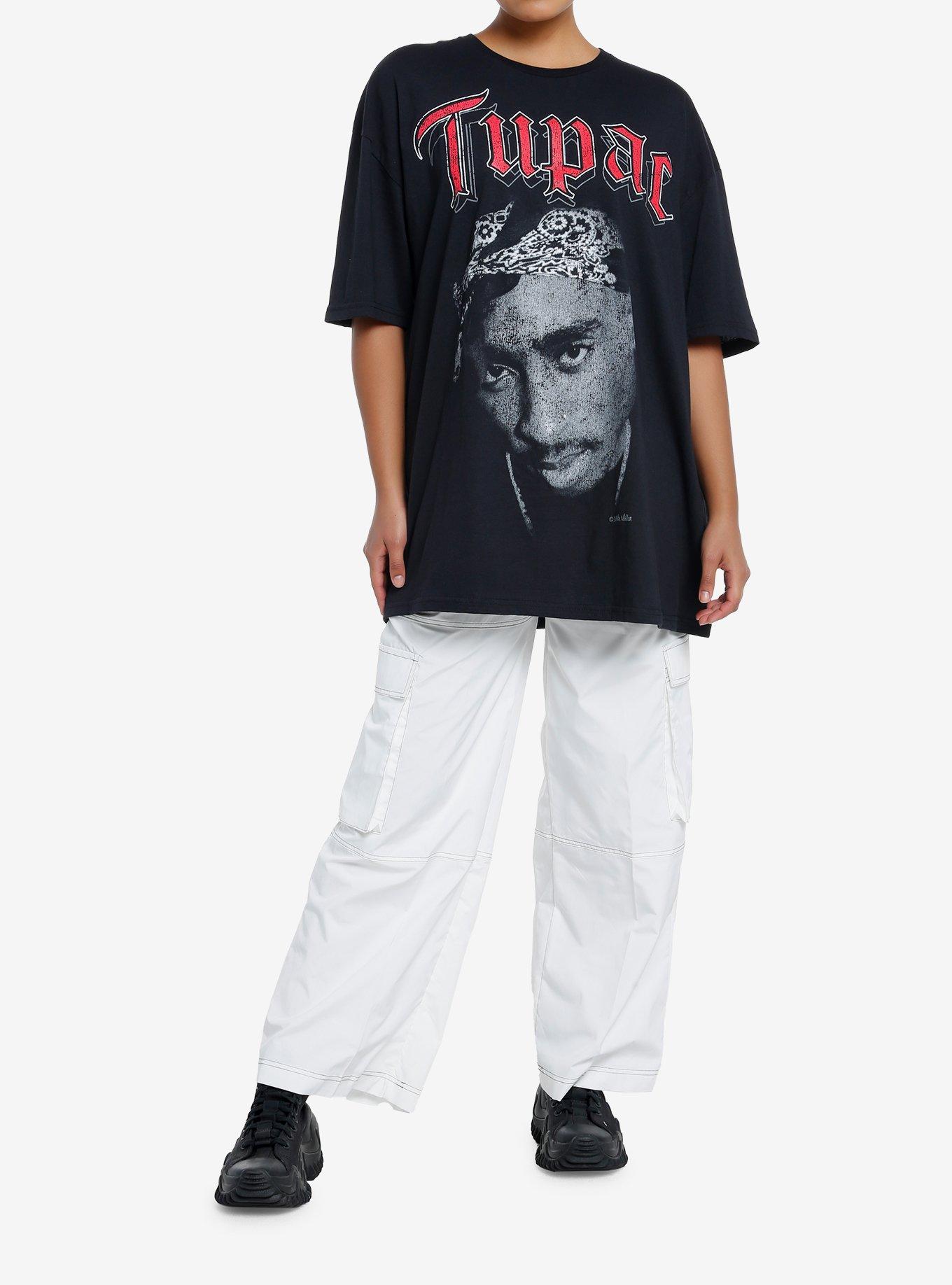 Tupac Portrait Girls Oversized T-Shirt, BLACK, alternate