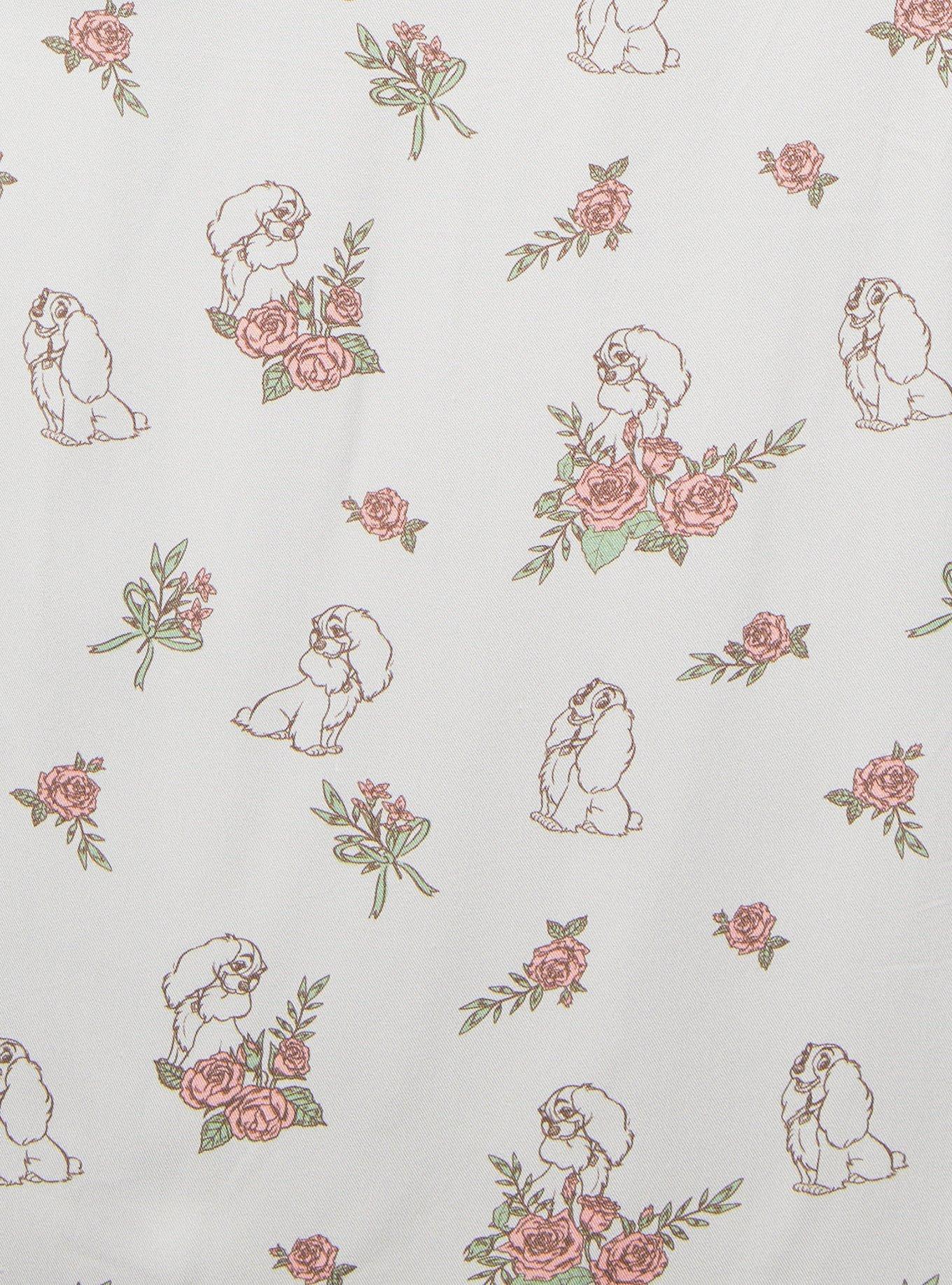 Disney Lady and the Tramp Floral Lady Allover Print Plus Size Dress - BoxLunch Exclusive, OFF WHITE, alternate