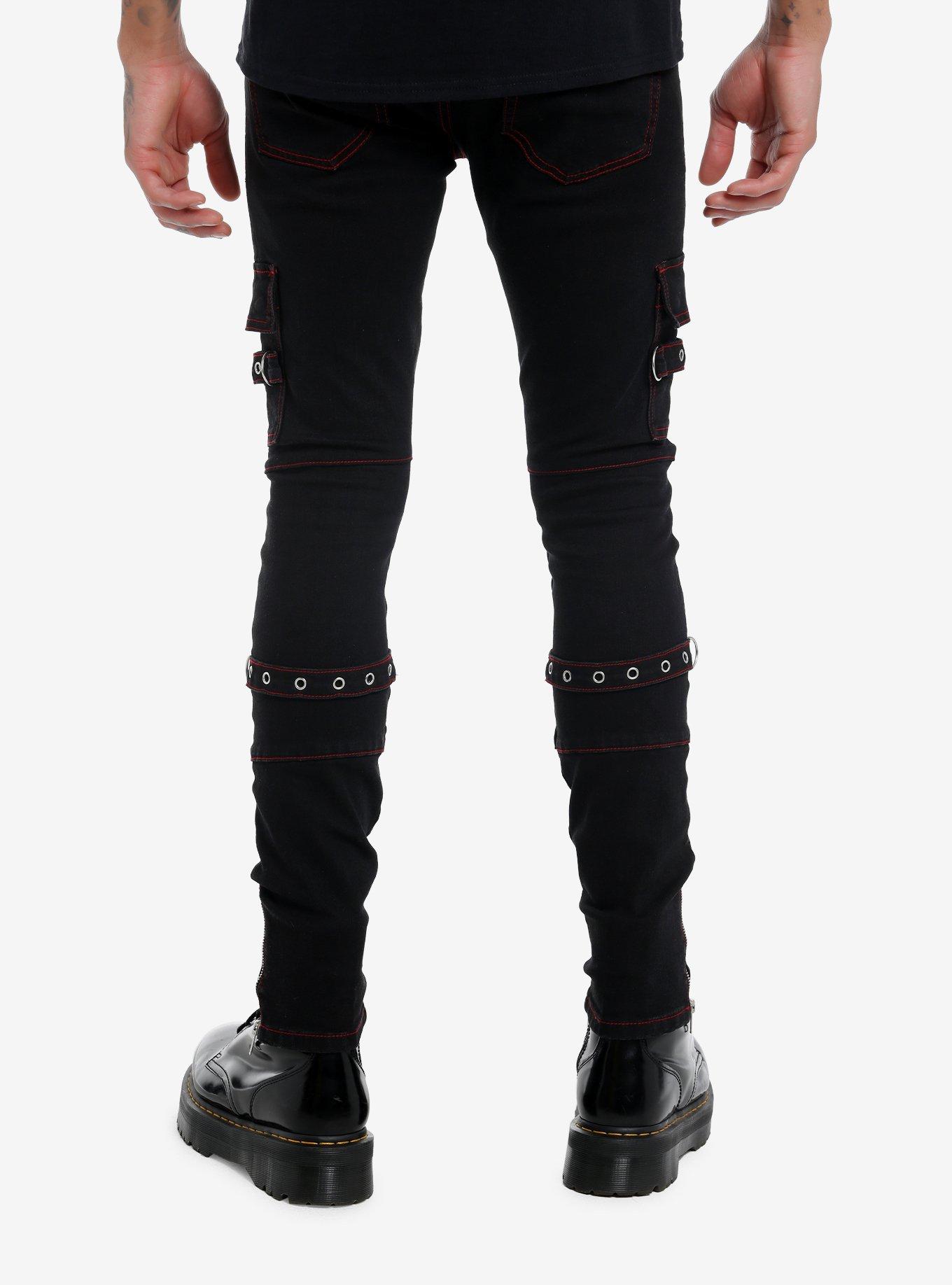 HT Denim Red Stitch & Grommet Black Stinger Jeans, RED, alternate