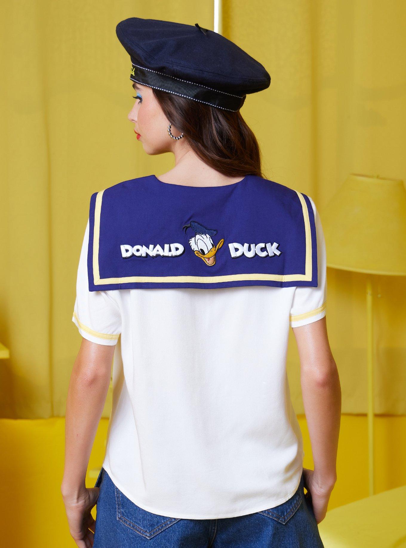 Her Universe Disney Donald Duck Sailor Woven Button-Up, MULTI, alternate