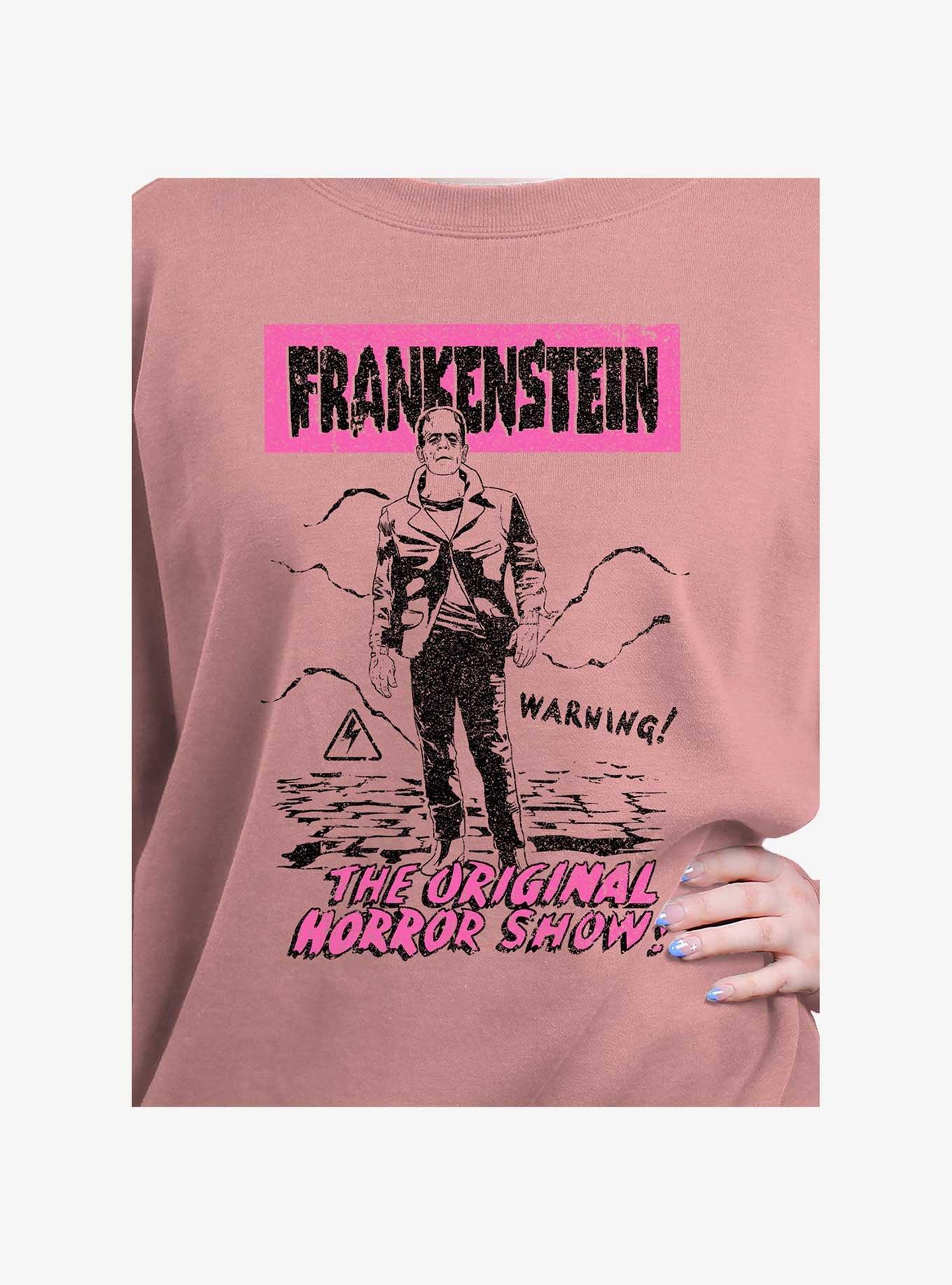 Universal Monsters Frankenstein Old Franky Girls Slouchy Sweatshirt, DESERTPNK, alternate