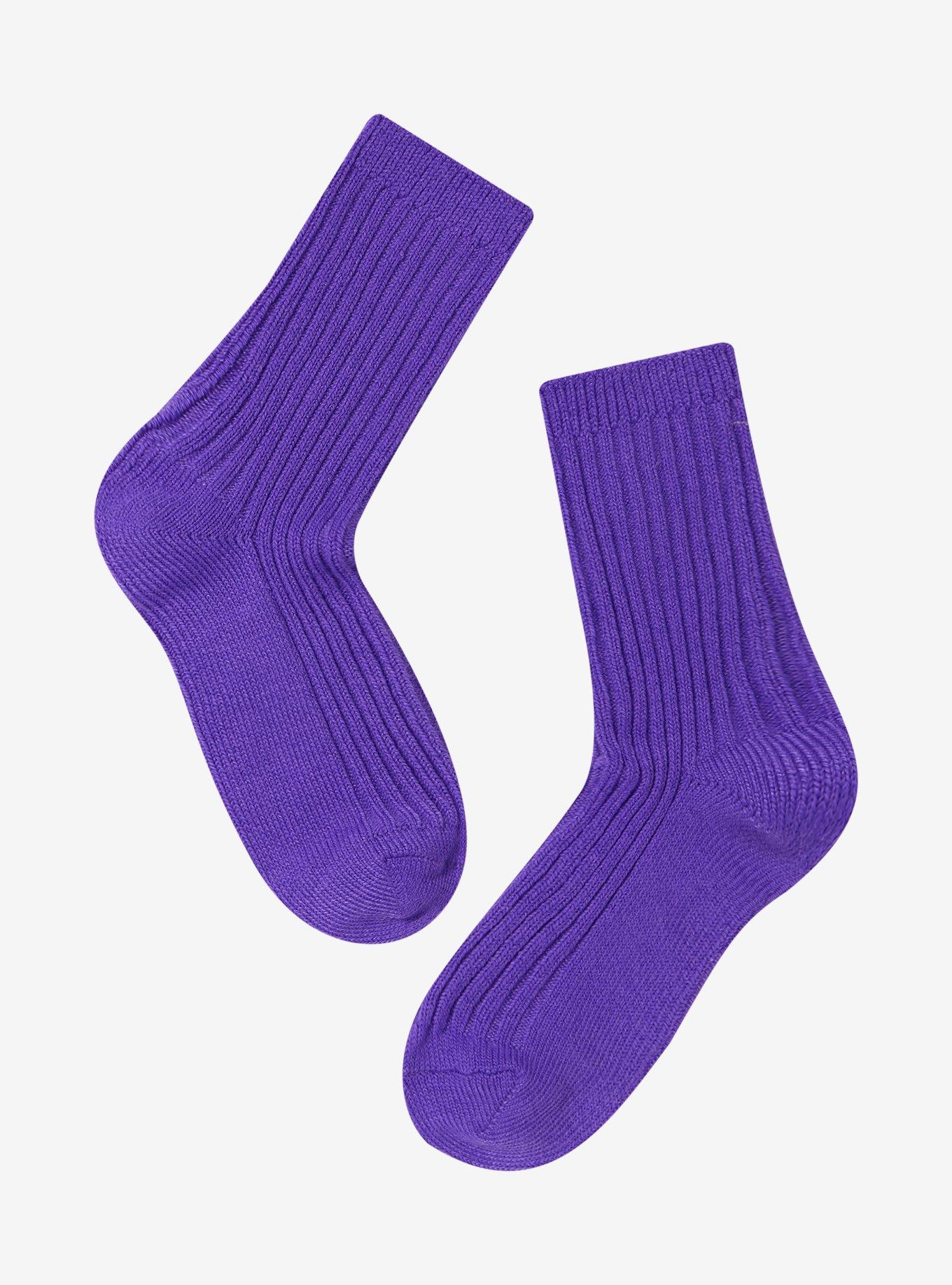 Kuromi Embroidery Ribbed Crew Socks, , alternate