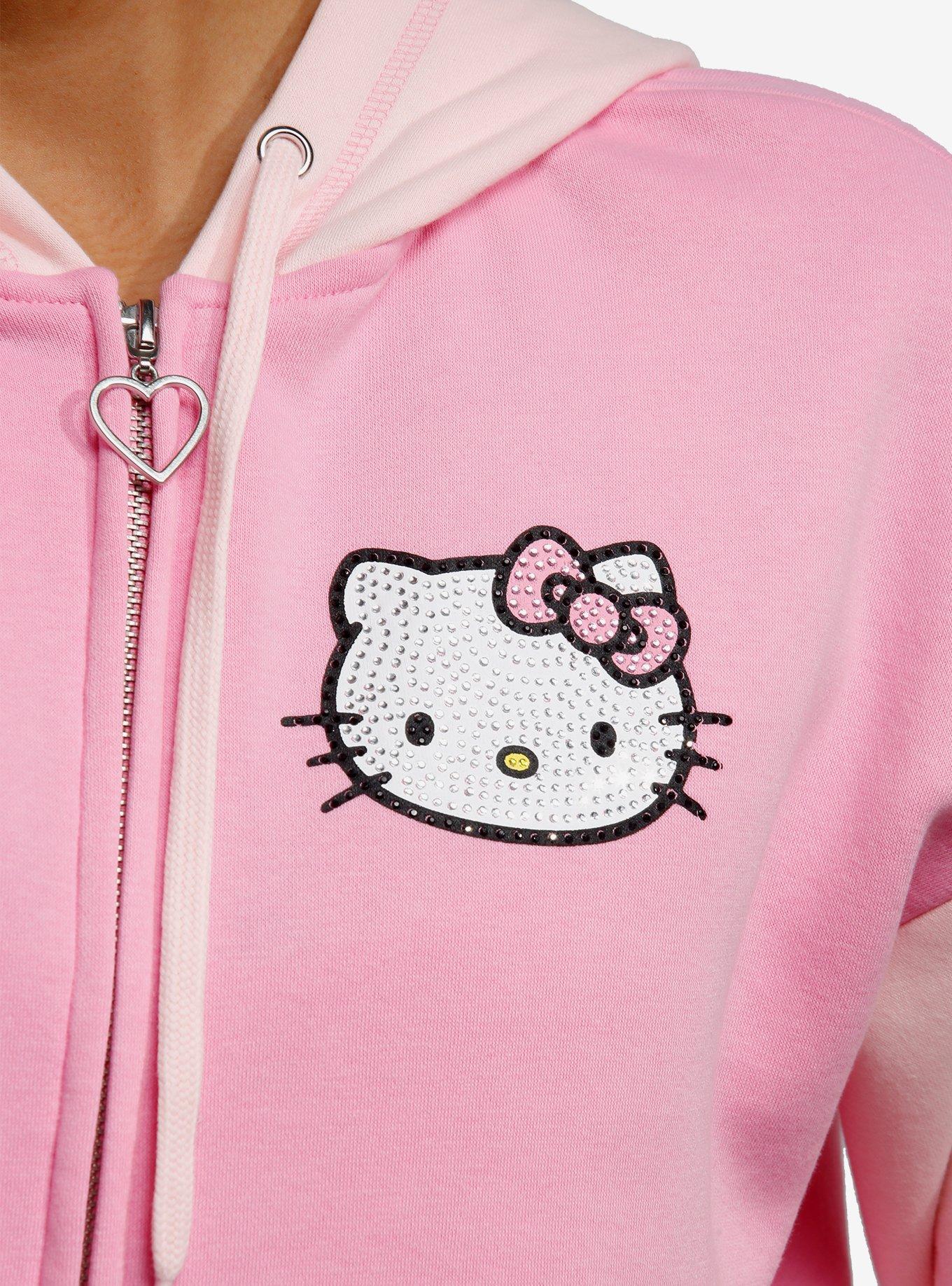 Hello Kitty Rhinestone Color-Block Girls Hoodie, PINK, alternate