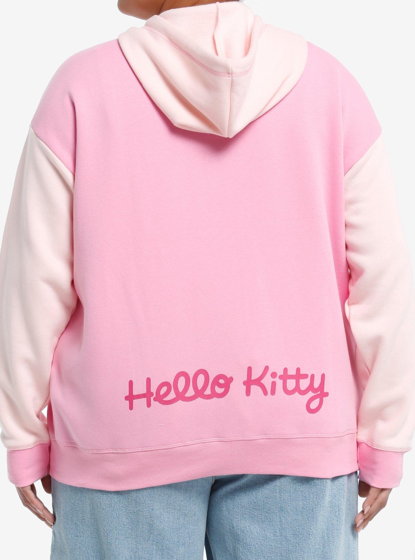 Hello Kitty Rhinestone Color-Block Girls Hoodie Plus Size, PINK, alternate