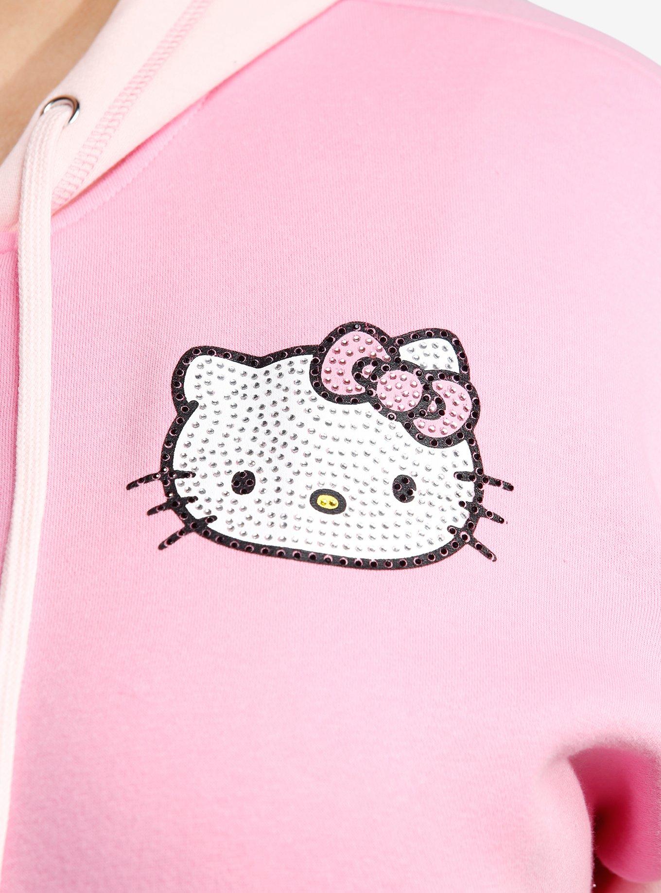 Hello Kitty Rhinestone Color-Block Girls Hoodie Plus Size, PINK, alternate