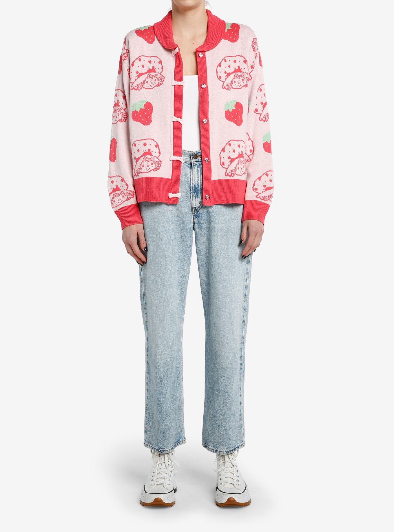 Strawberry Shortcake Bows Girls Collared Cardigan, MULTI, alternate