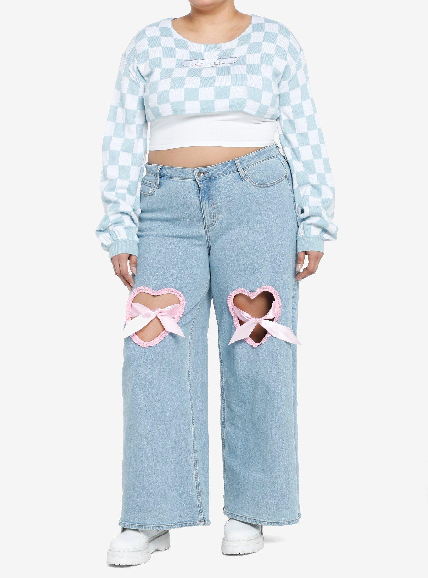 Cinnamoroll Checkered Knit Bolero Girls Crop Top Plus Size, MULTI, alternate