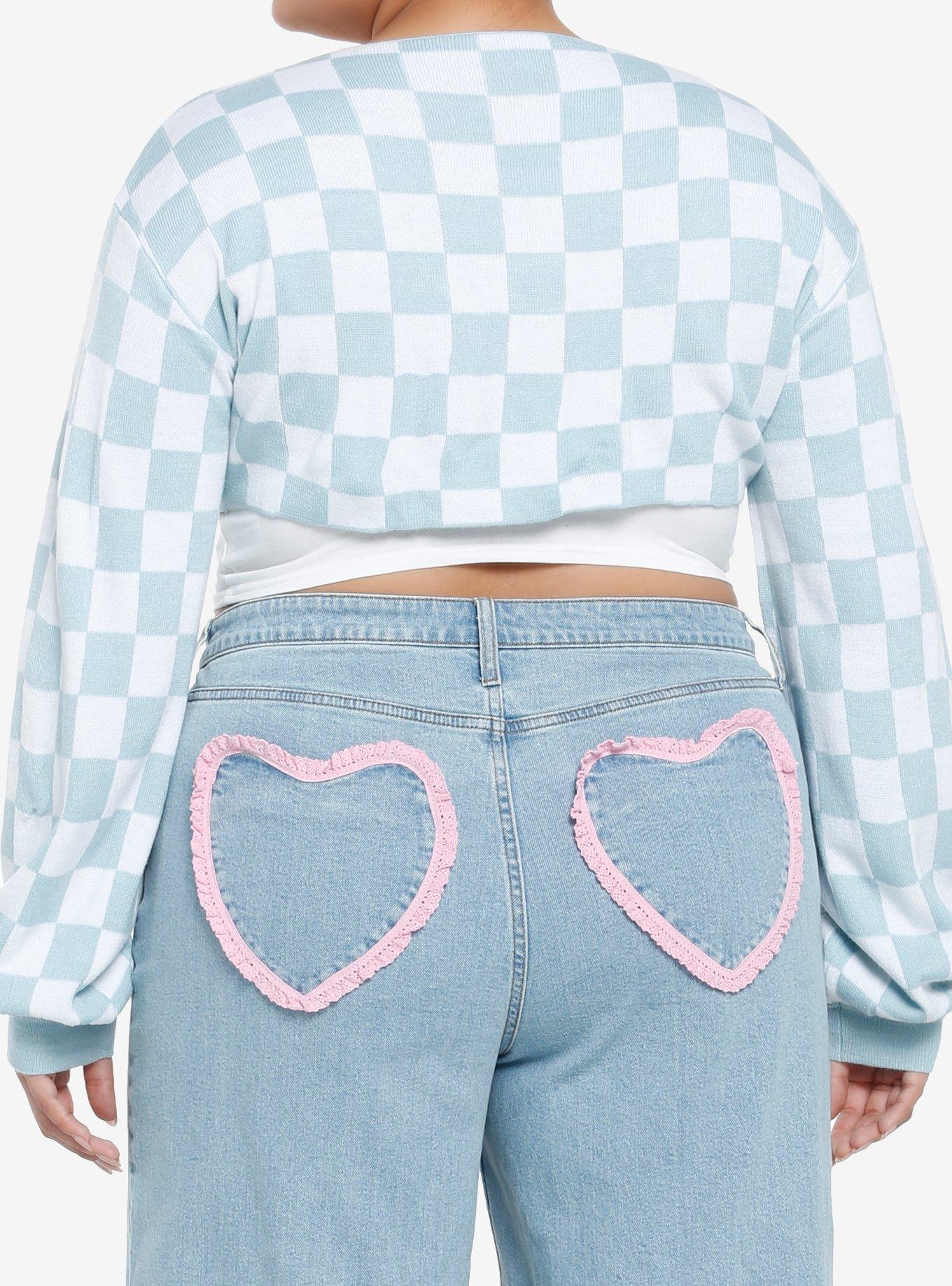 Cinnamoroll Checkered Knit Bolero Girls Crop Top Plus Size, MULTI, alternate