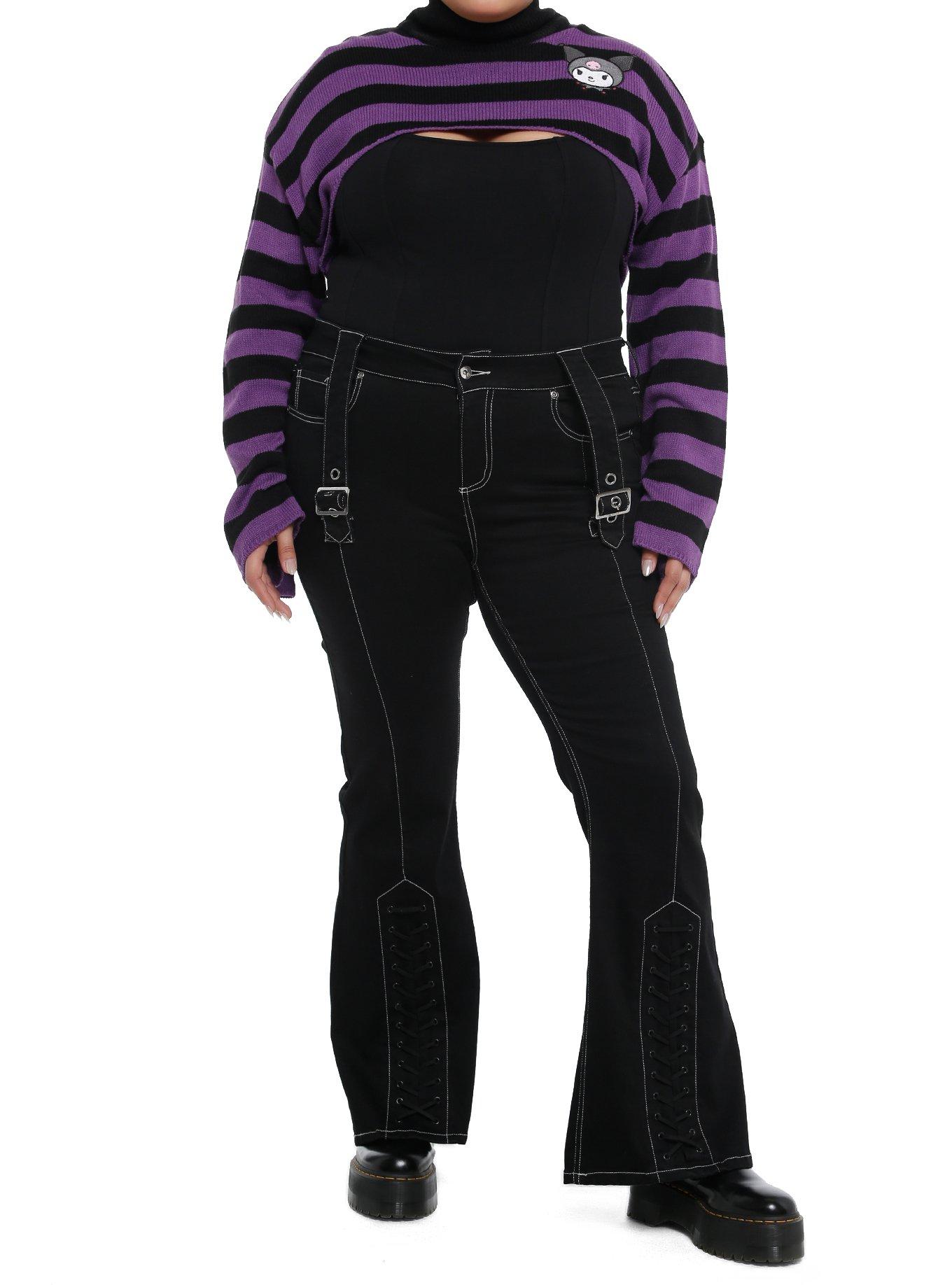 Kuromi Black & Purple Stripe Bolero Girls Crop Shrug Plus Size