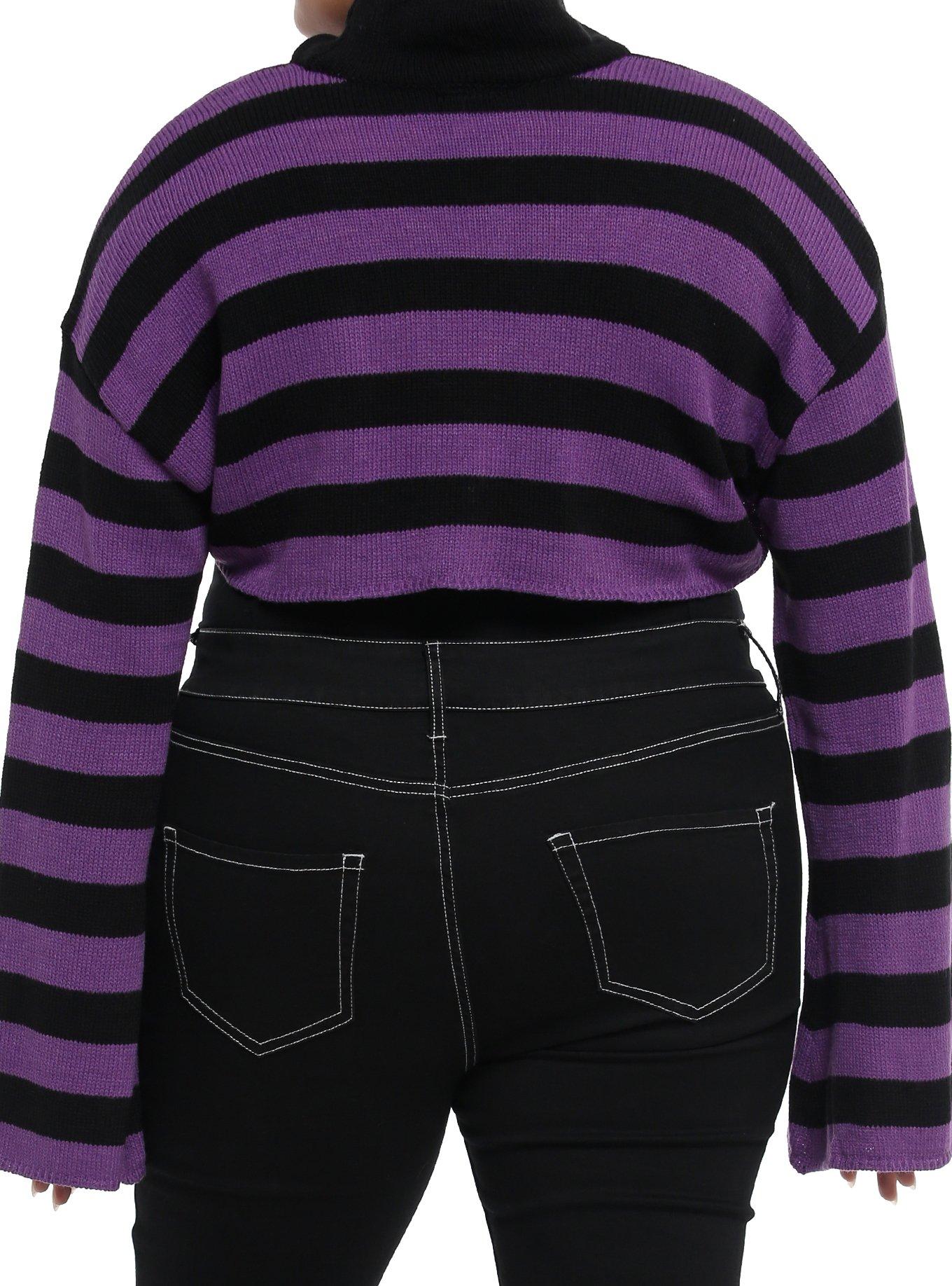 Kuromi Black & Purple Stripe Bolero Girls Crop Shrug Plus Size, MULTI, alternate