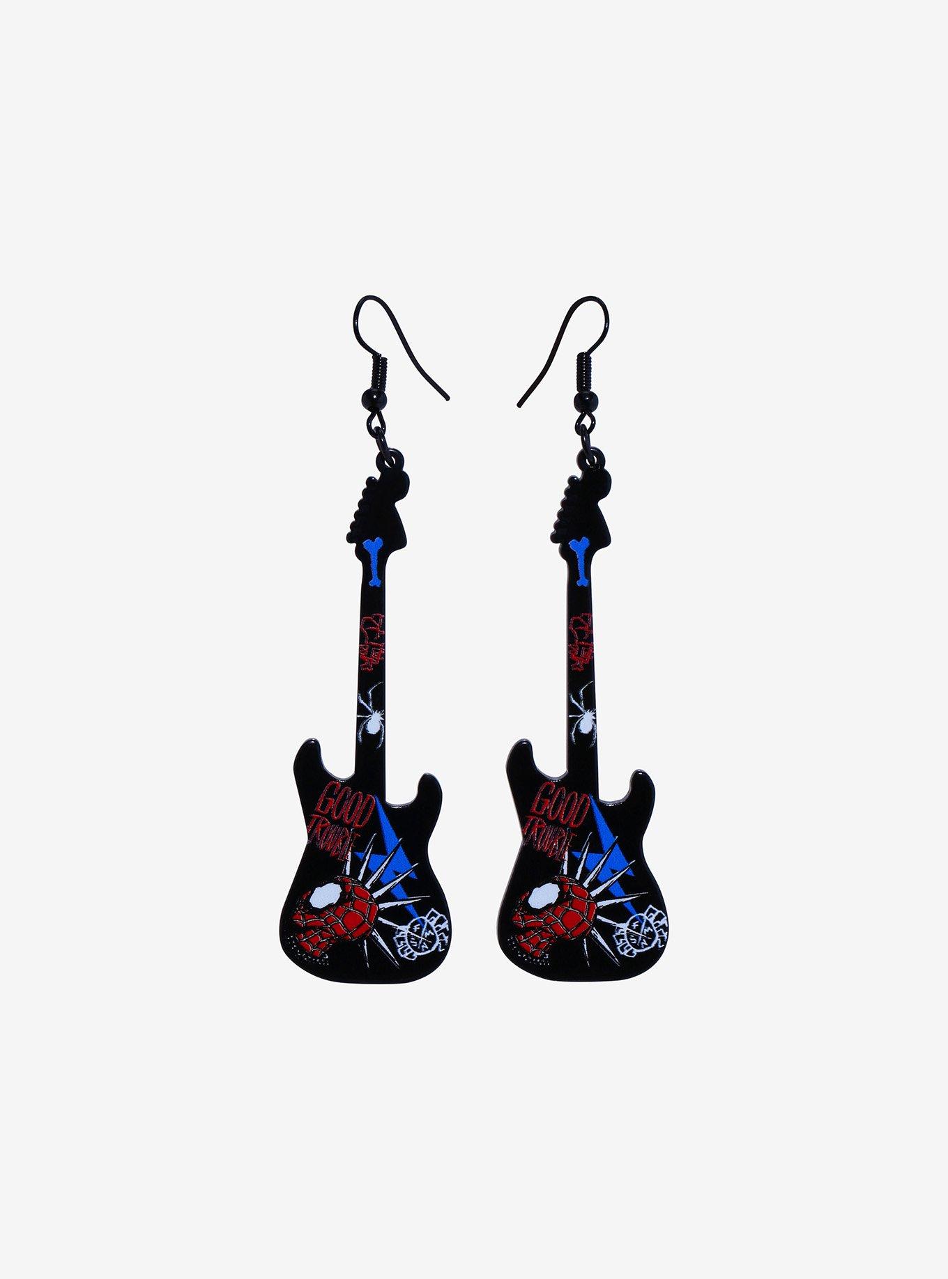 Marvel Spider-Man: Across The Spider-Verse Spider Punk Guitar Drop Earrings, , alternate