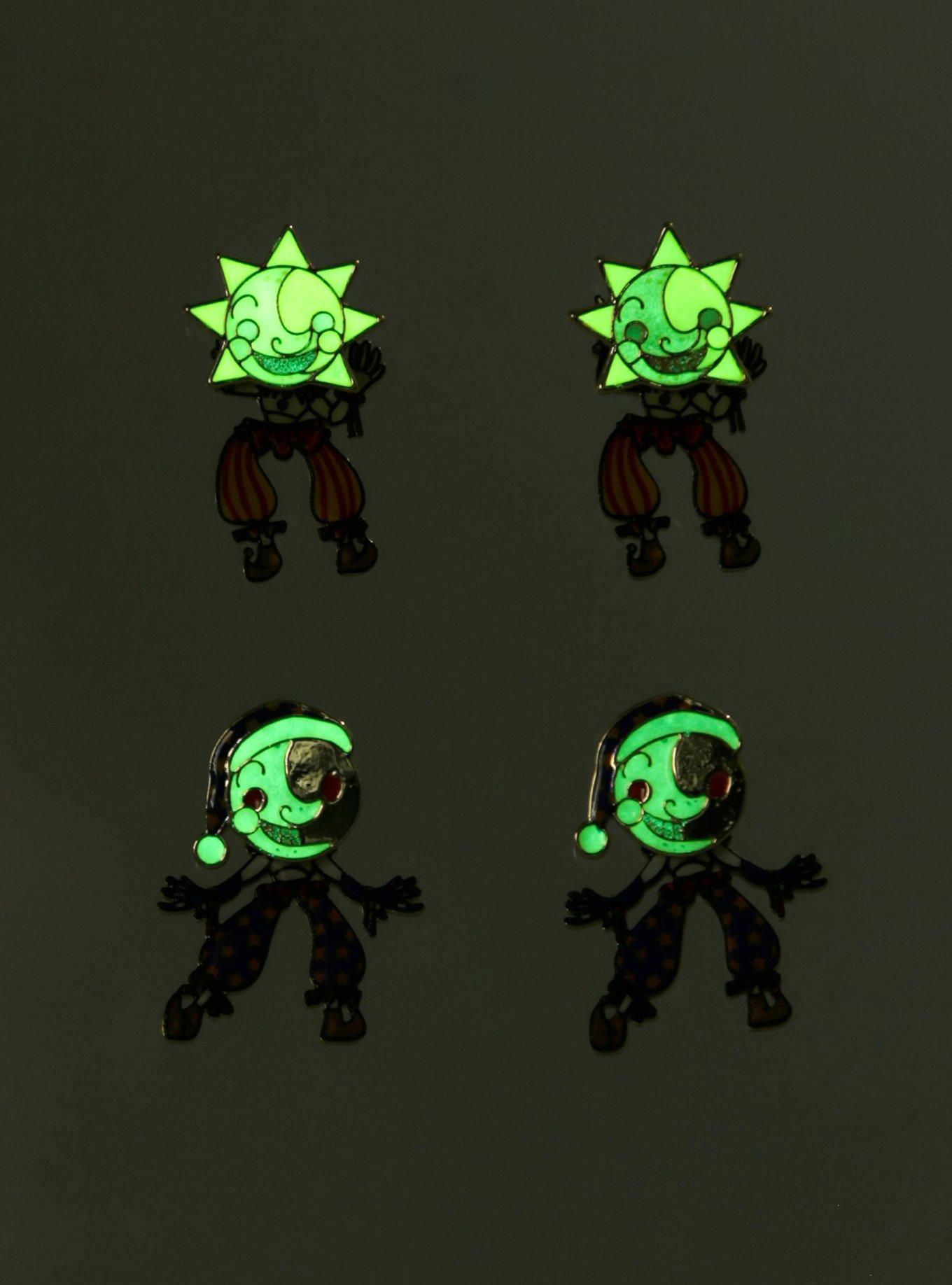 Five Nights At Freddy's Sun & Moon Glow-In-The-Dark Drop Earrings