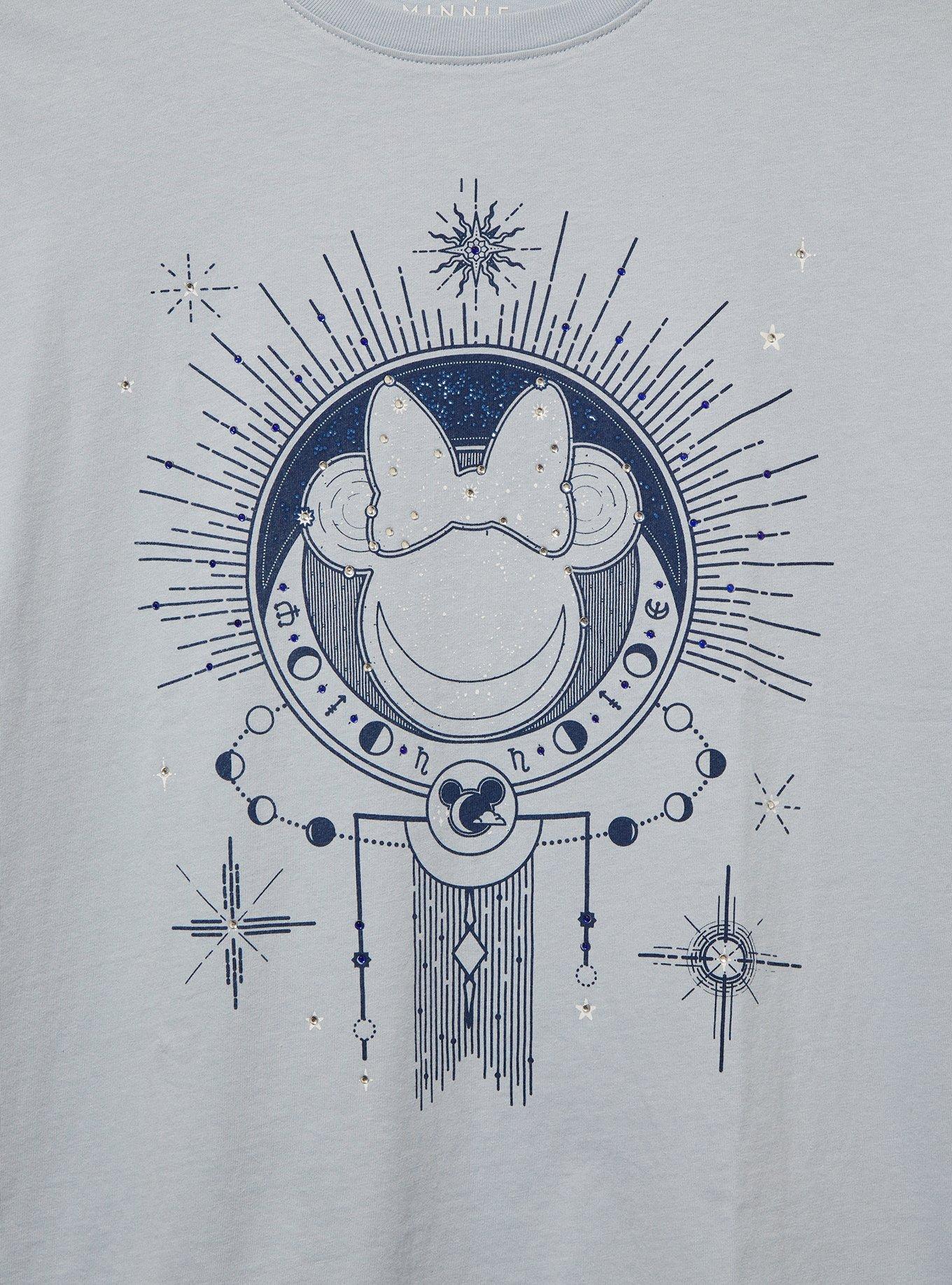 Disney Minnie Mouse Celestial Patterned Rhinestone Women's T-Shirt - BoxLunch Exclusive, LIGHT BLUE, alternate
