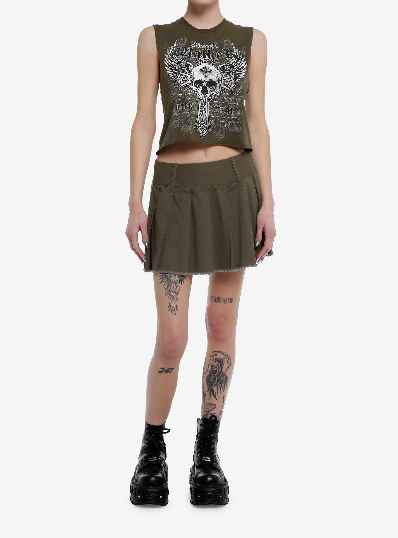 Skull Cross Wings Girls Crop Muscle Tank Top, , hi-res