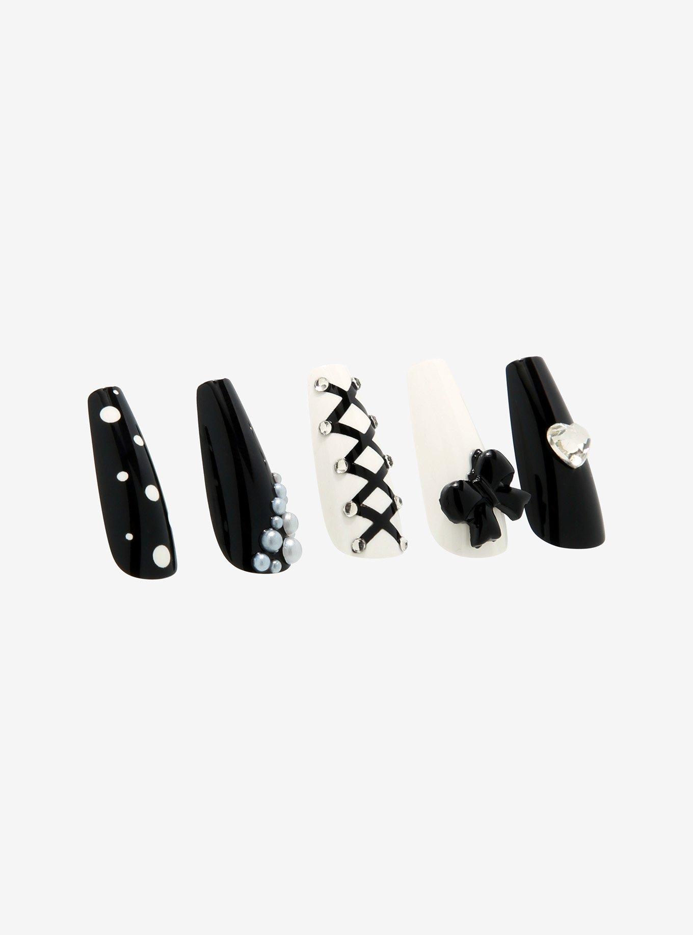 Blackheart Black & White Lolita Faux Nail Set